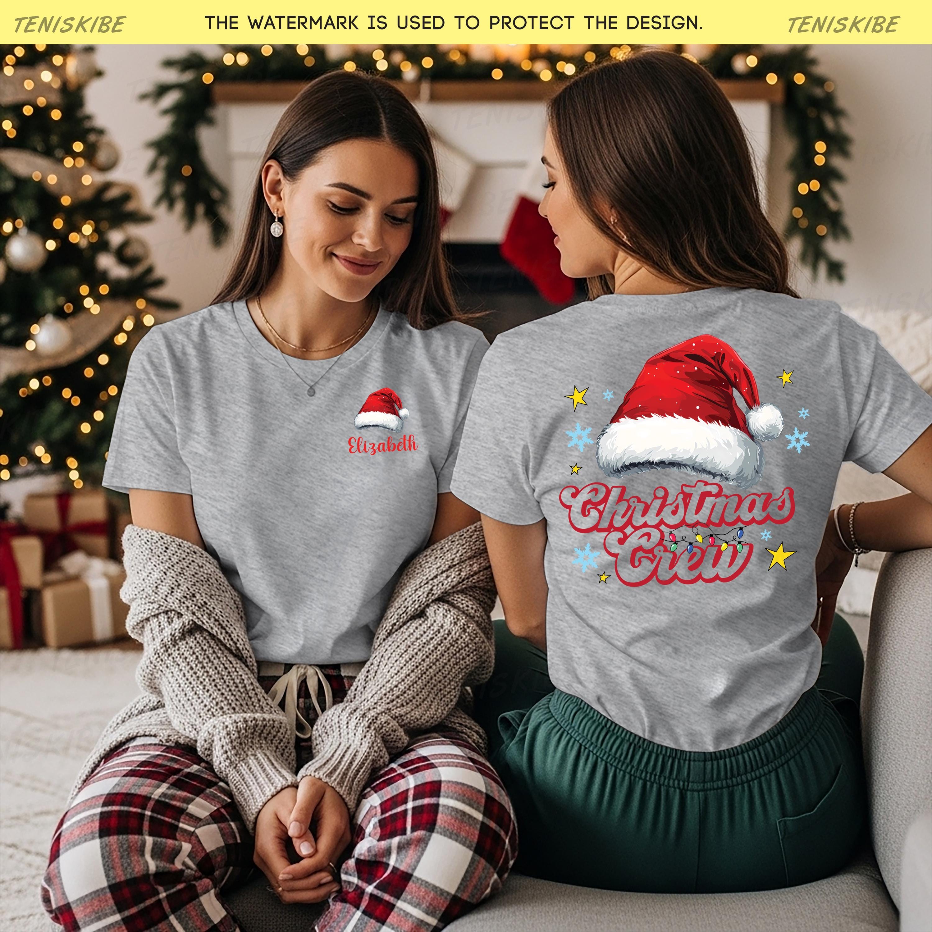 Custom Christmas Crew T-shirts, Two Sided Christmas Shirt With Name