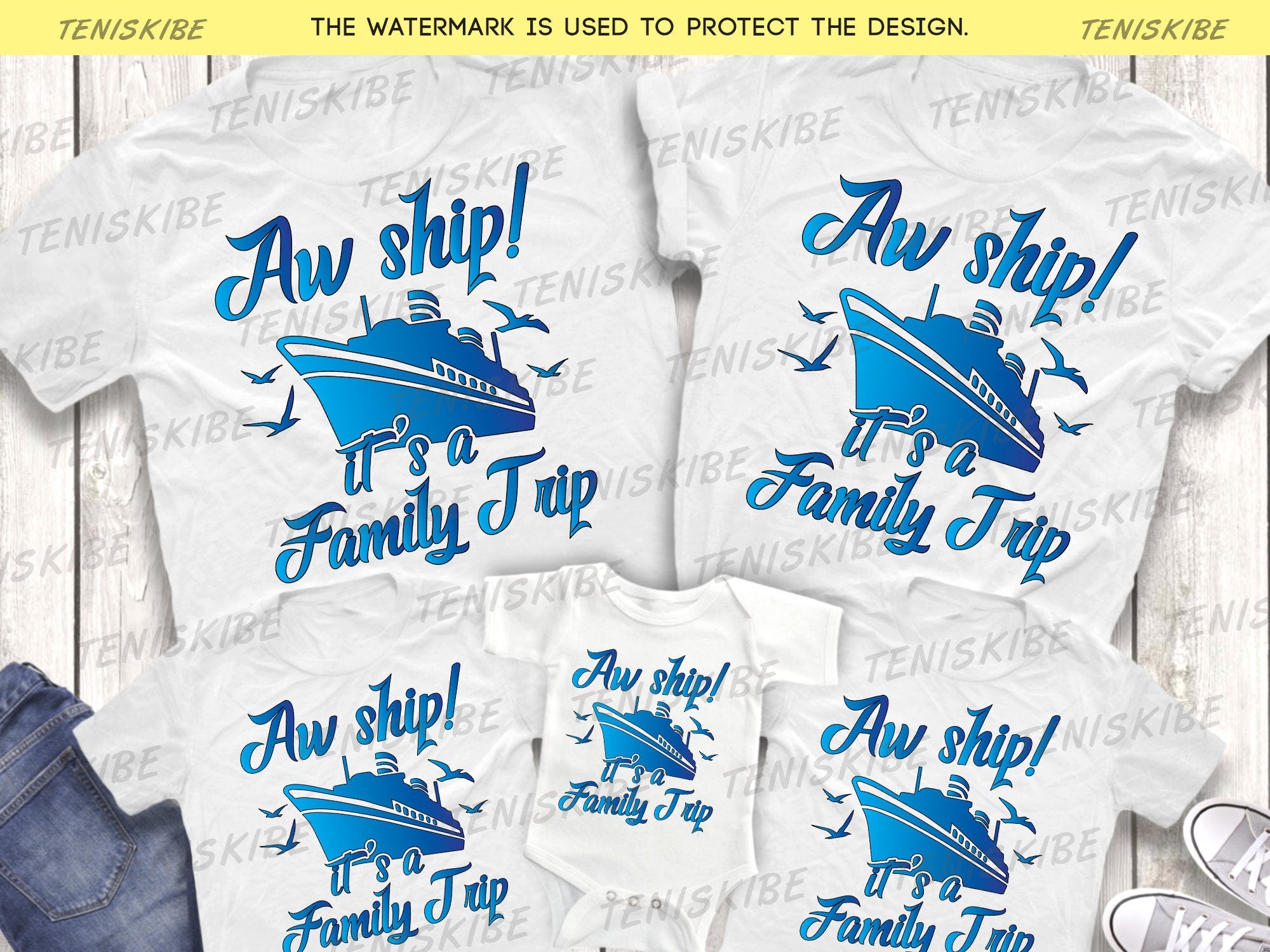 Aw Ship It's a Family Trip, Matching Cruise Shirts