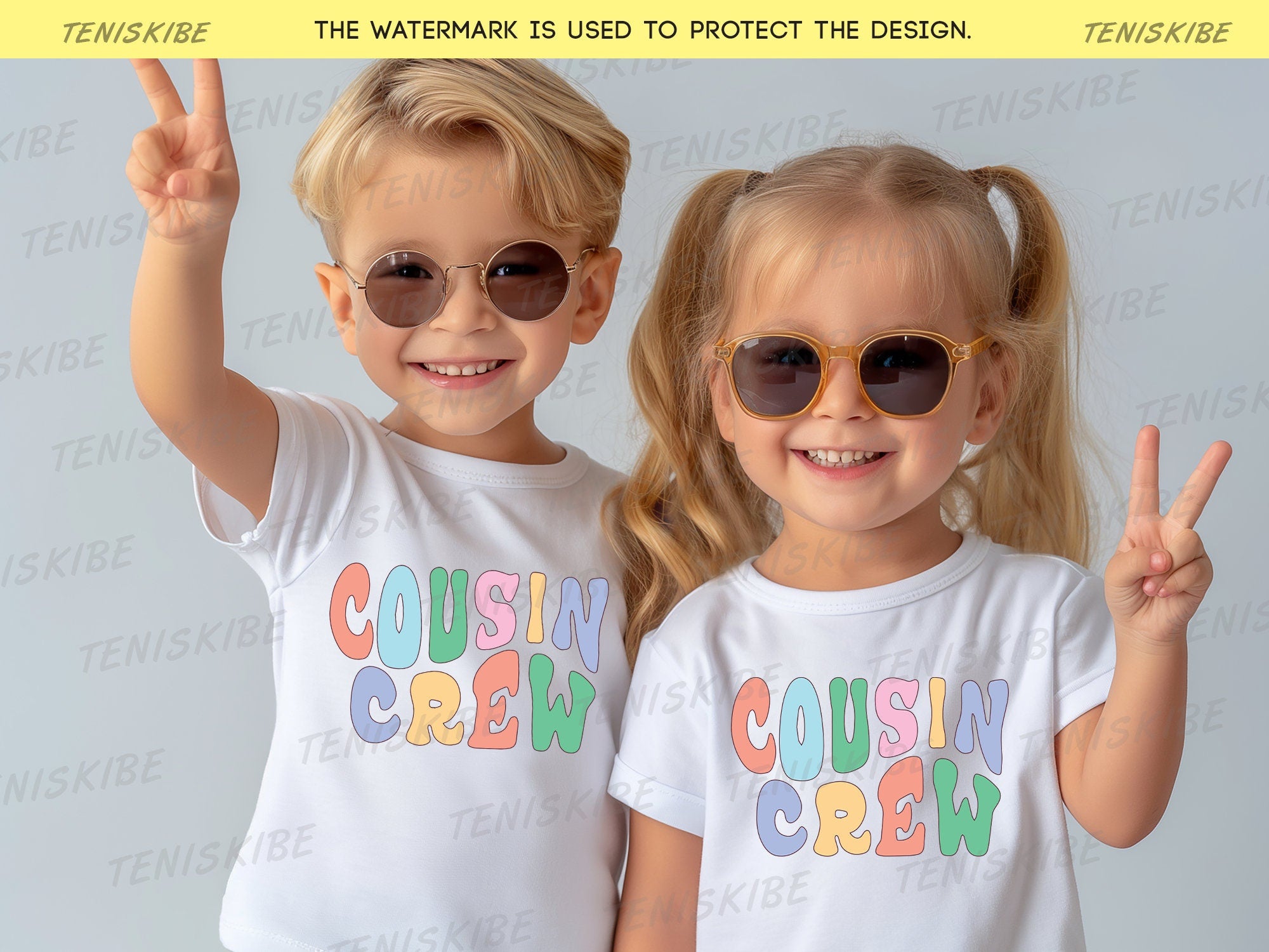 Cousin Crew Wave Text - Family Matching Shirts
