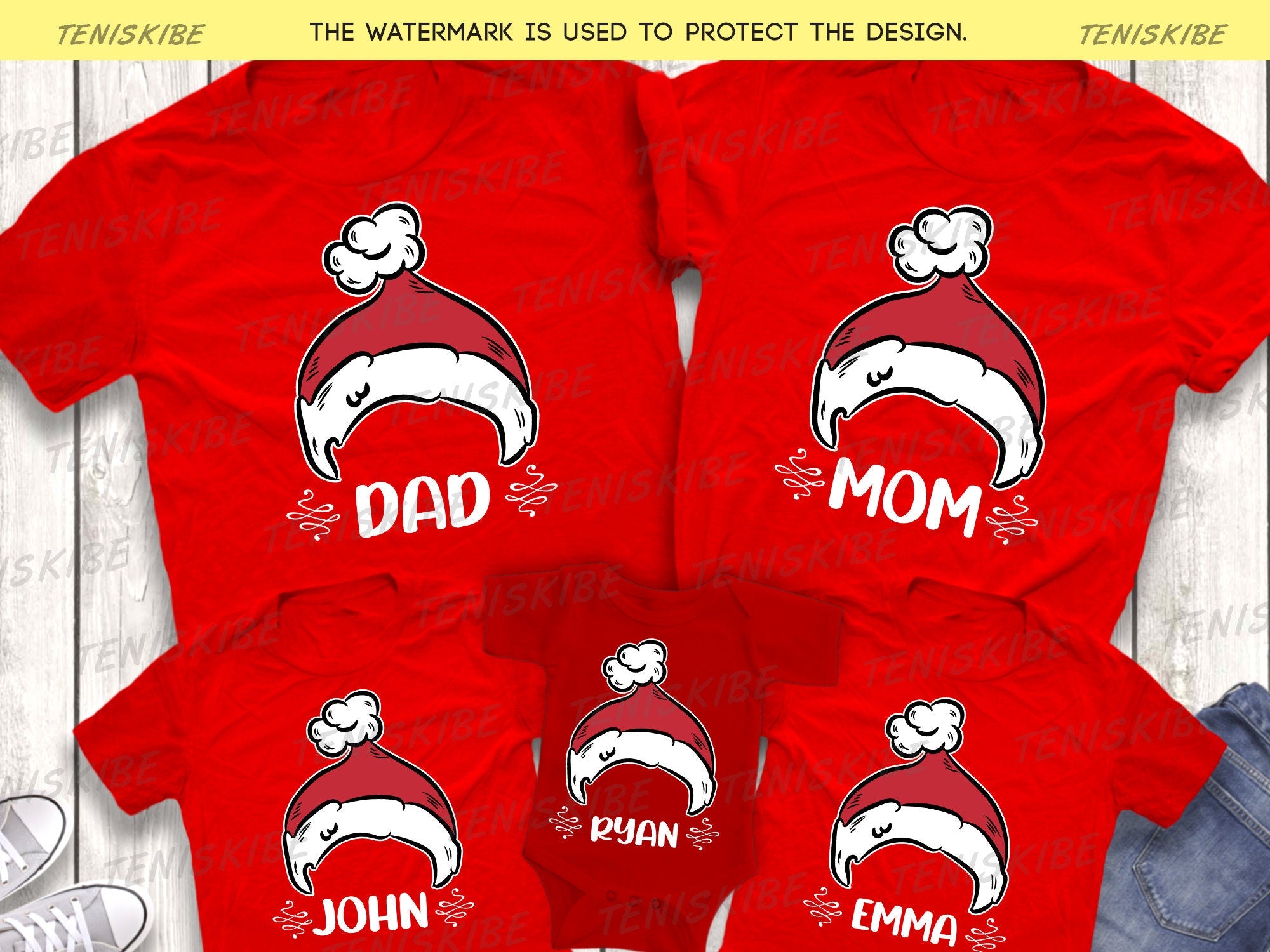 Custom Family Christmas Hats T-shirts