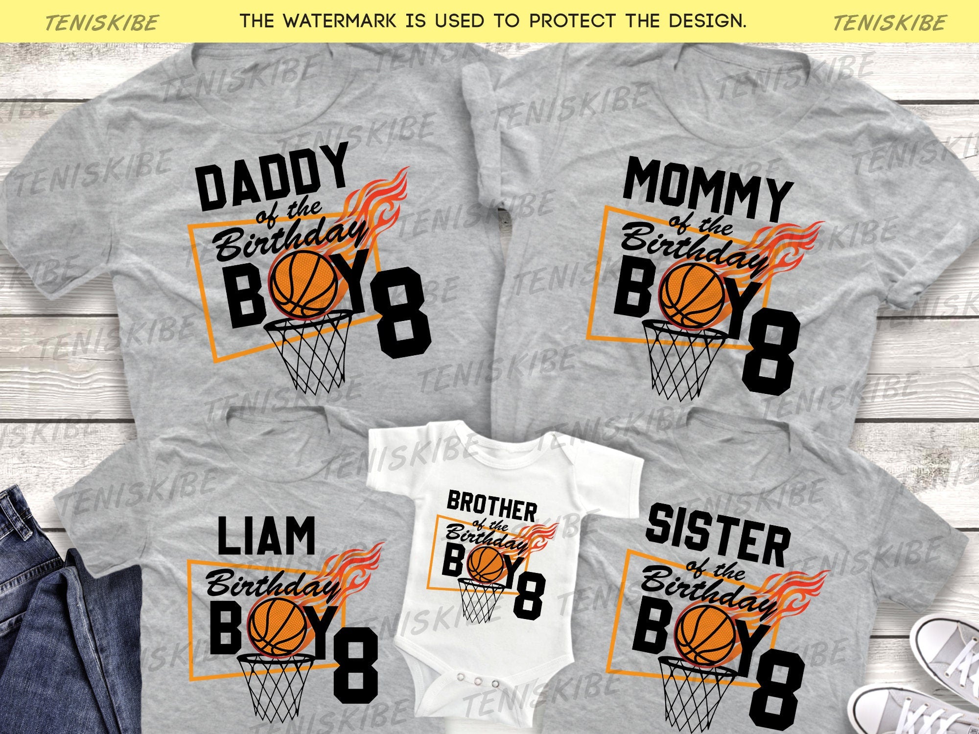 Custom Basketball Birthday Family Shirts
