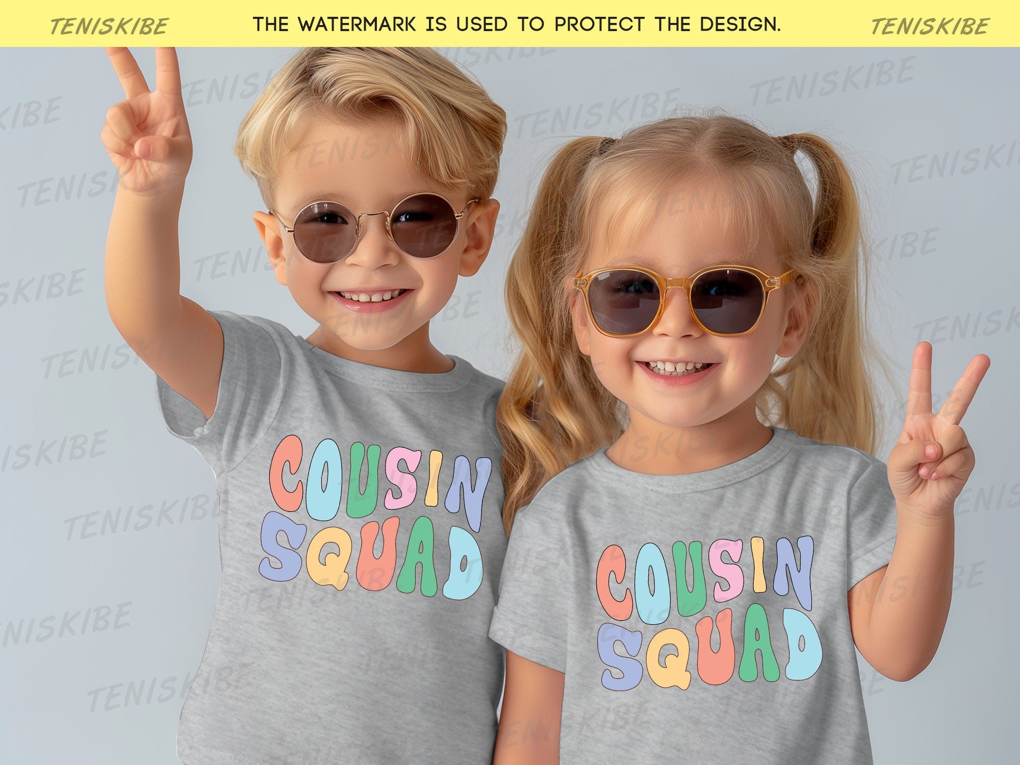 Cousin Squad Wave Text - Family Matching Shirts