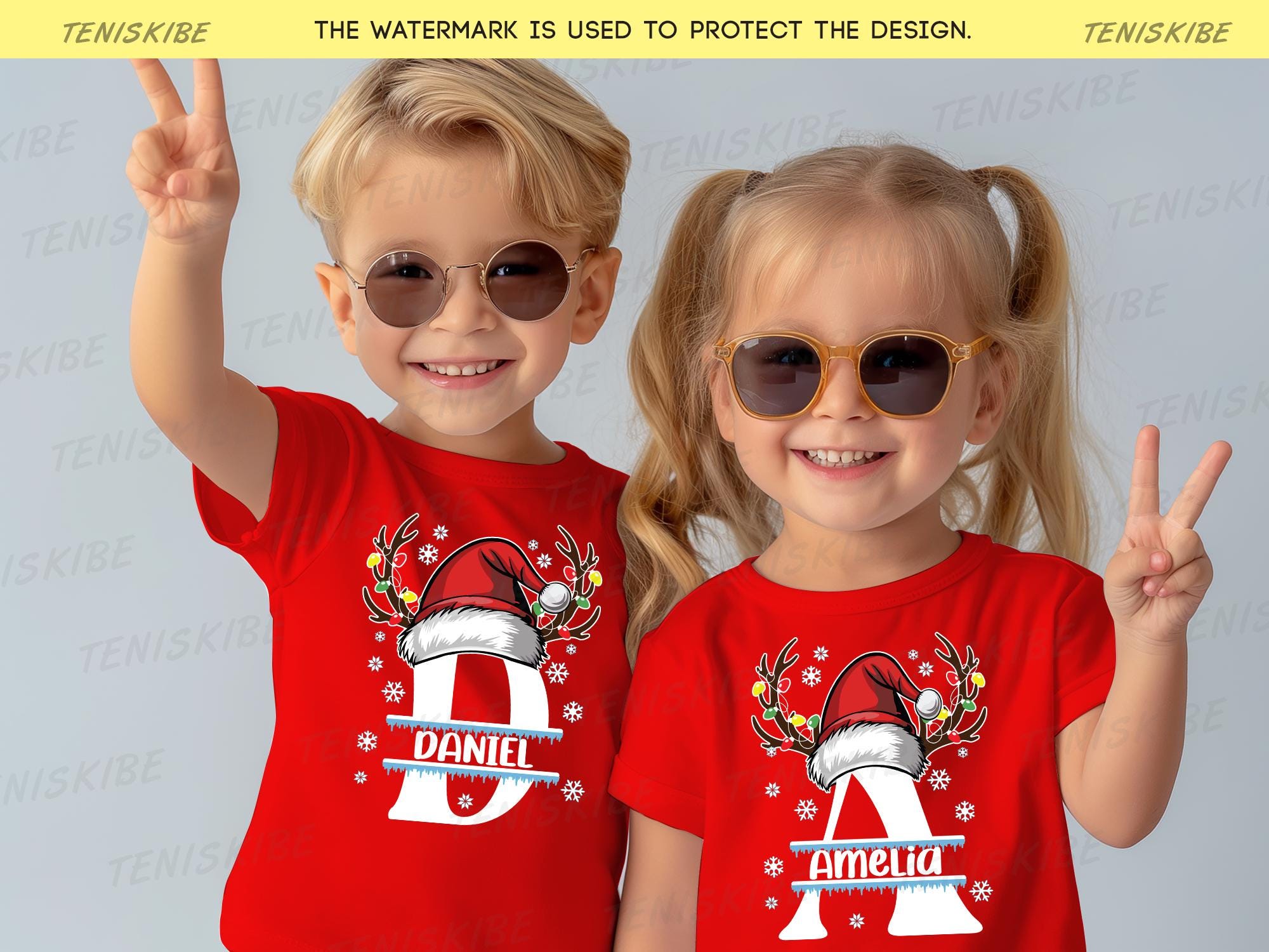 Custom Name Monogrammed Christmas T-shirt