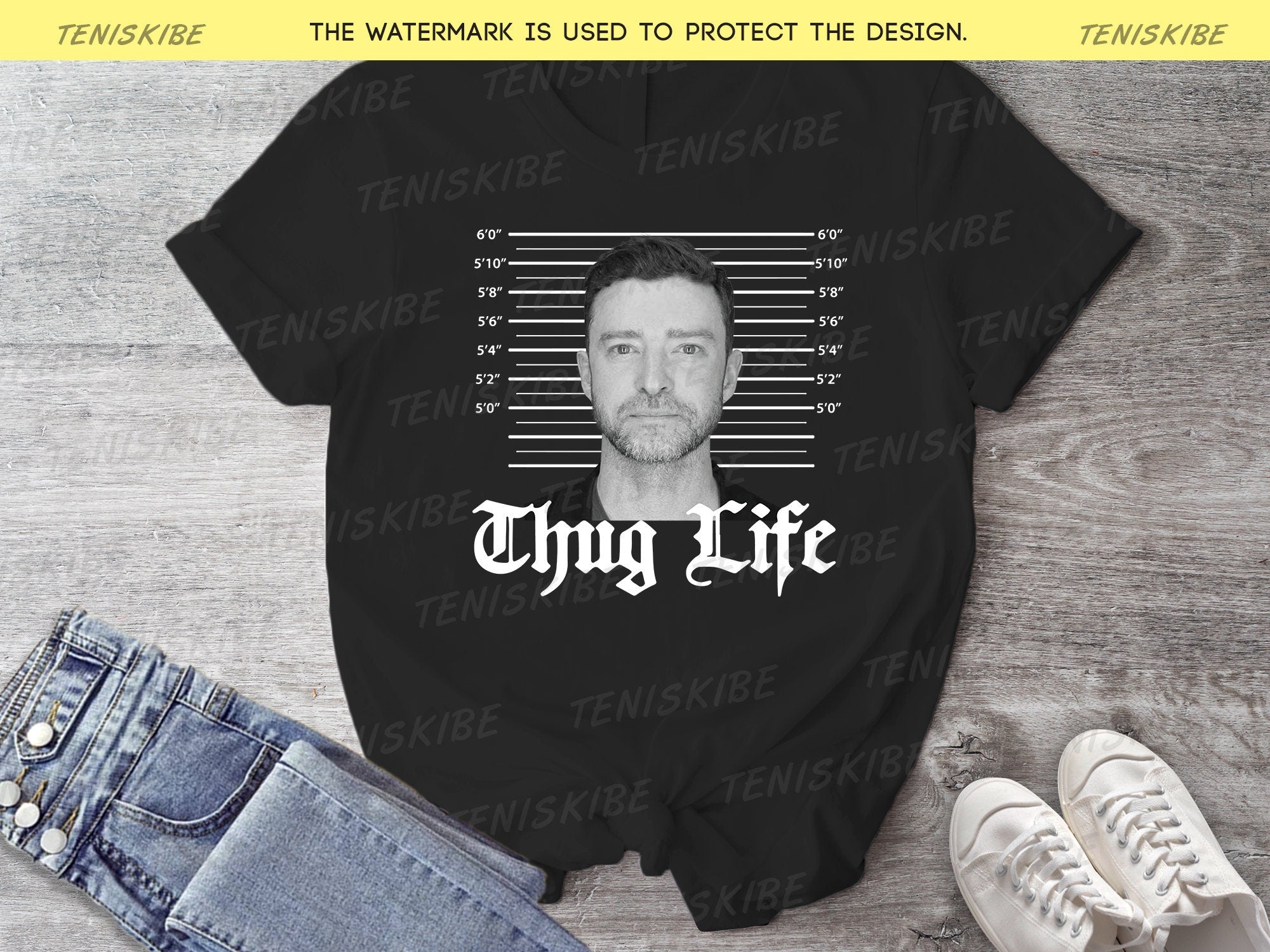 Justin Timberlake Mugshot Thug Life T-shirt