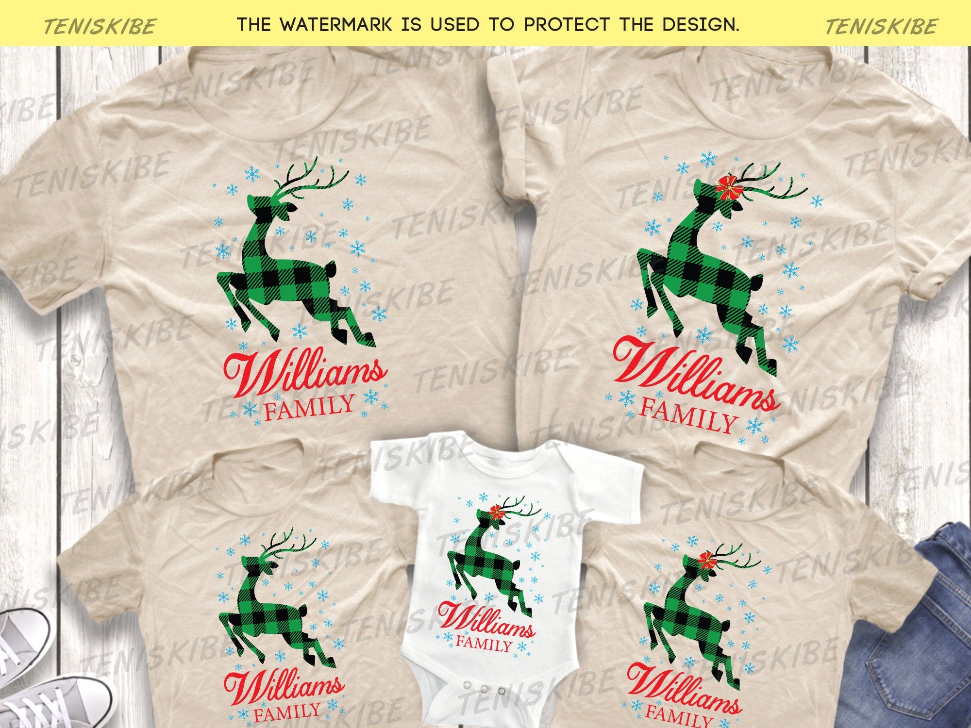 Custom Name Christmas Deet Buffalo Plaid T-shirt