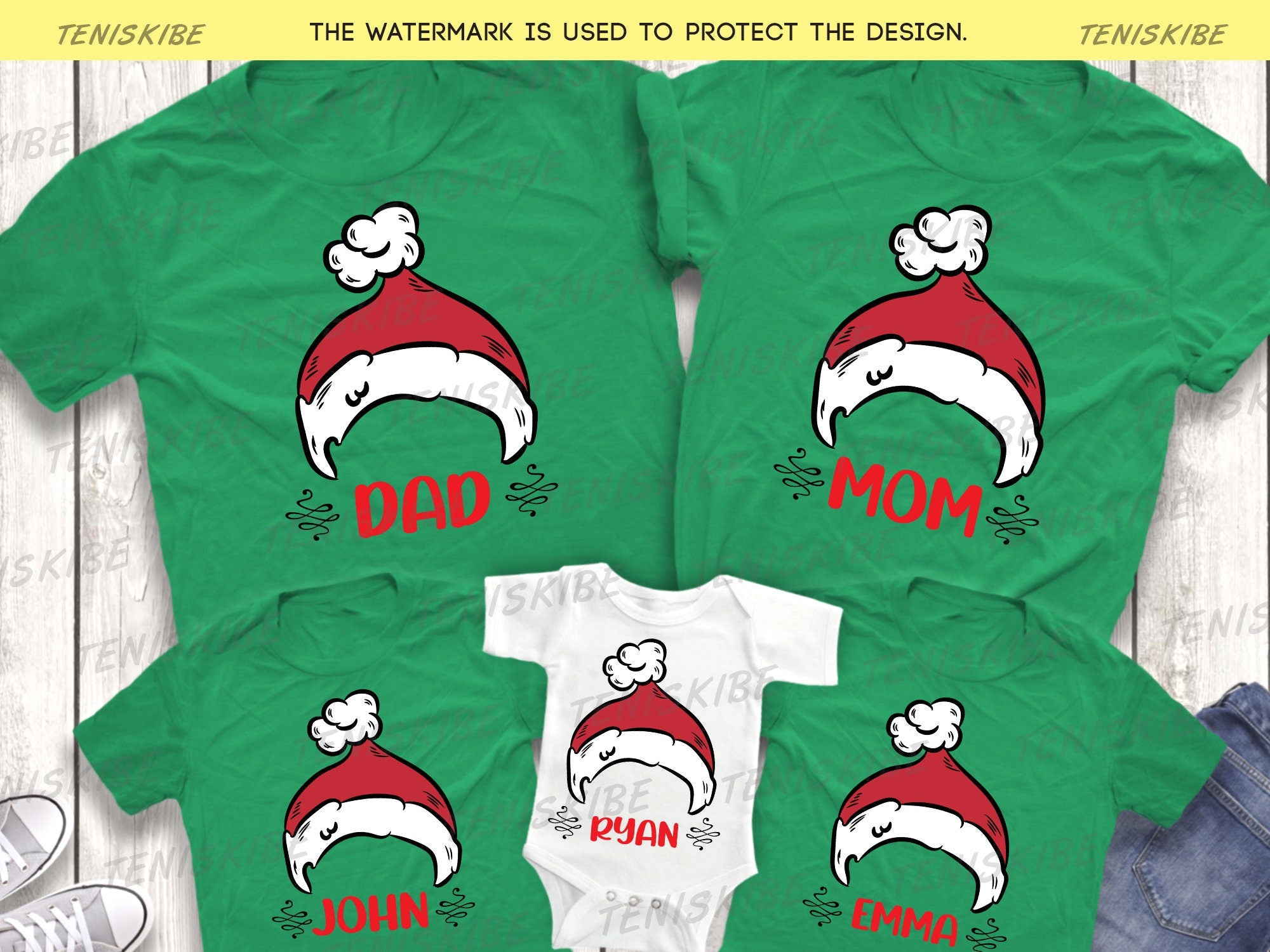 Custom Family Christmas Hats T-shirts