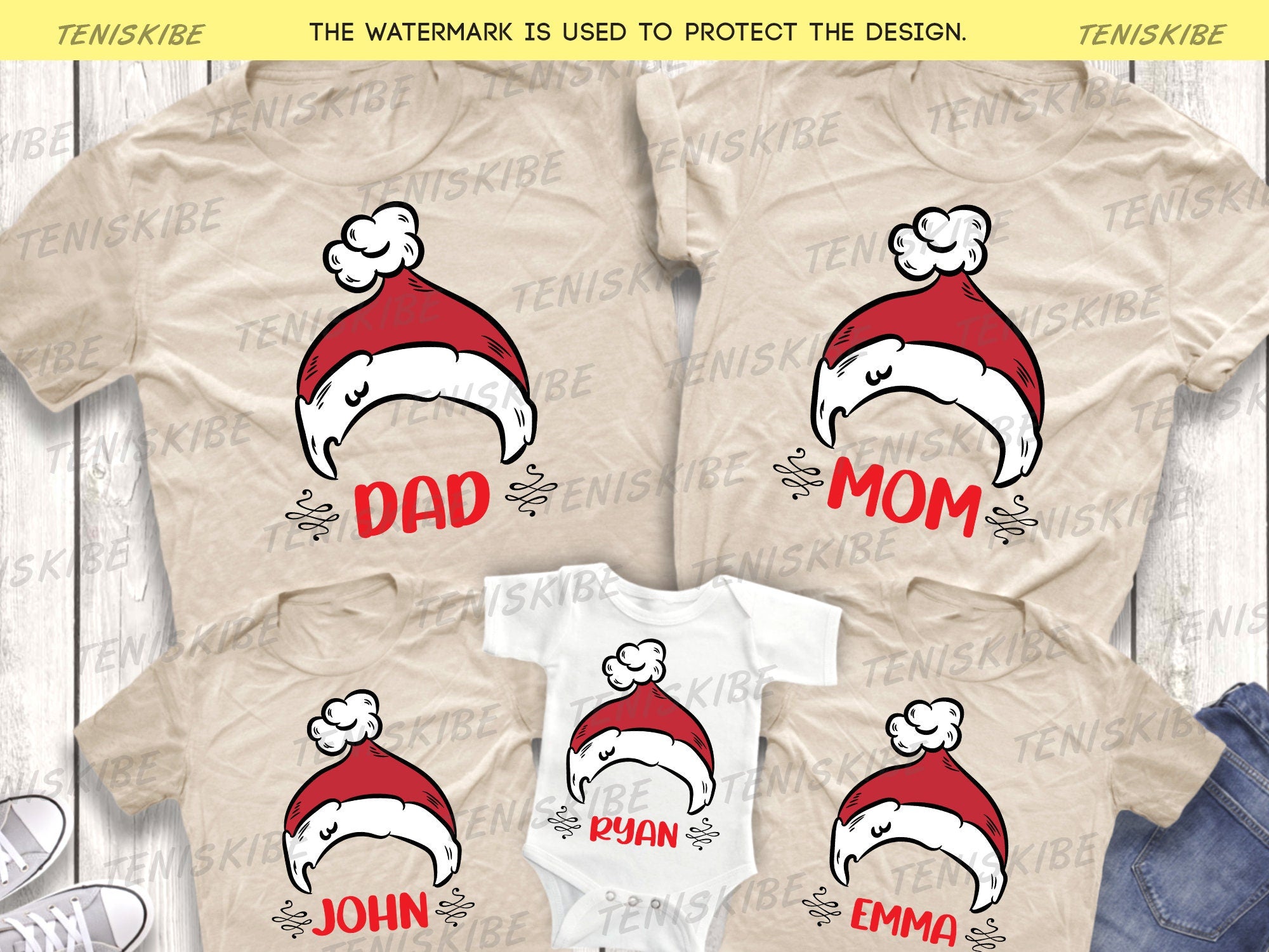 Custom Family Christmas Hats T-shirts