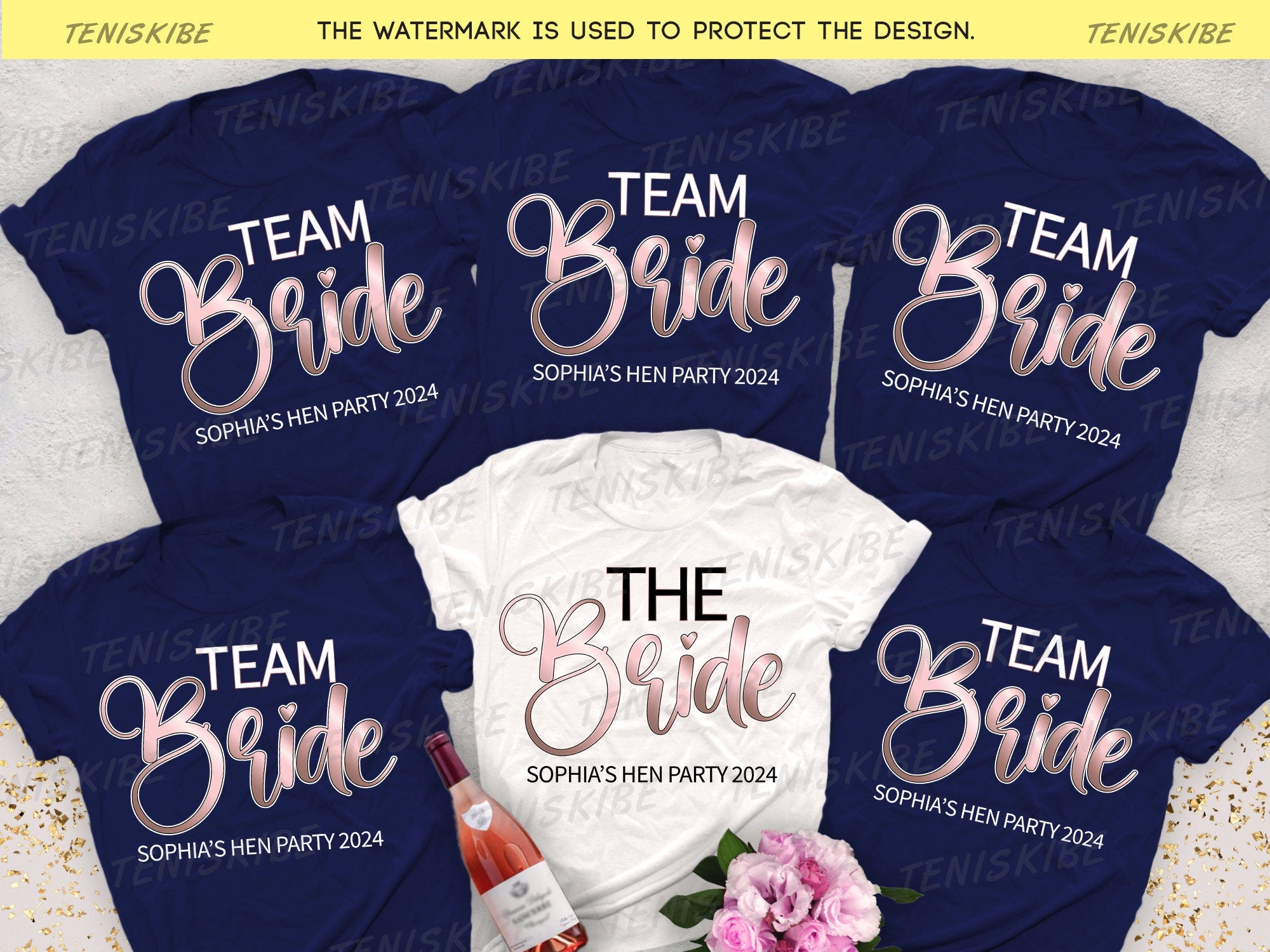 The Bride and Team Bride Hen Party T-shirts