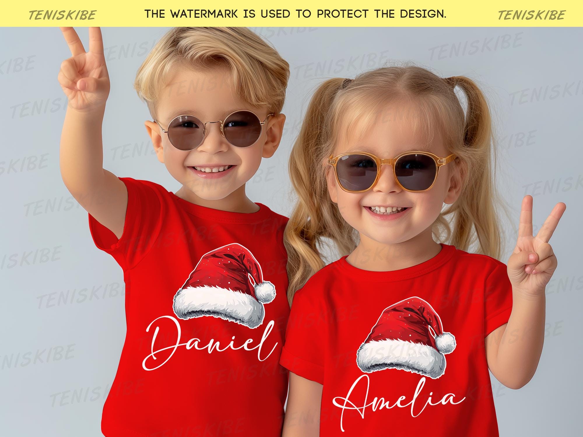 Custom Santa Hat Family Christmas T-shirts