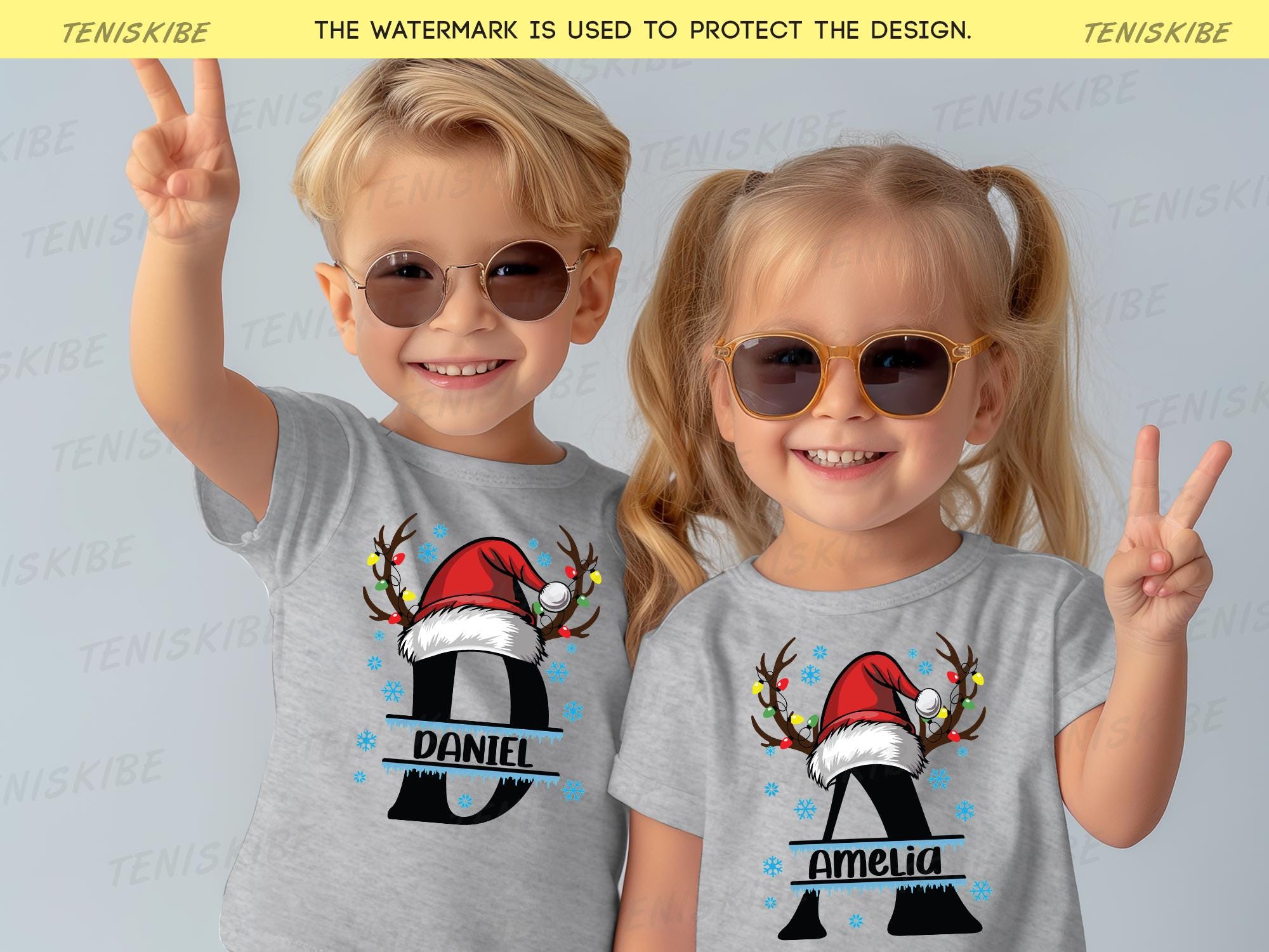 Custom Name Monogrammed Christmas T-shirt