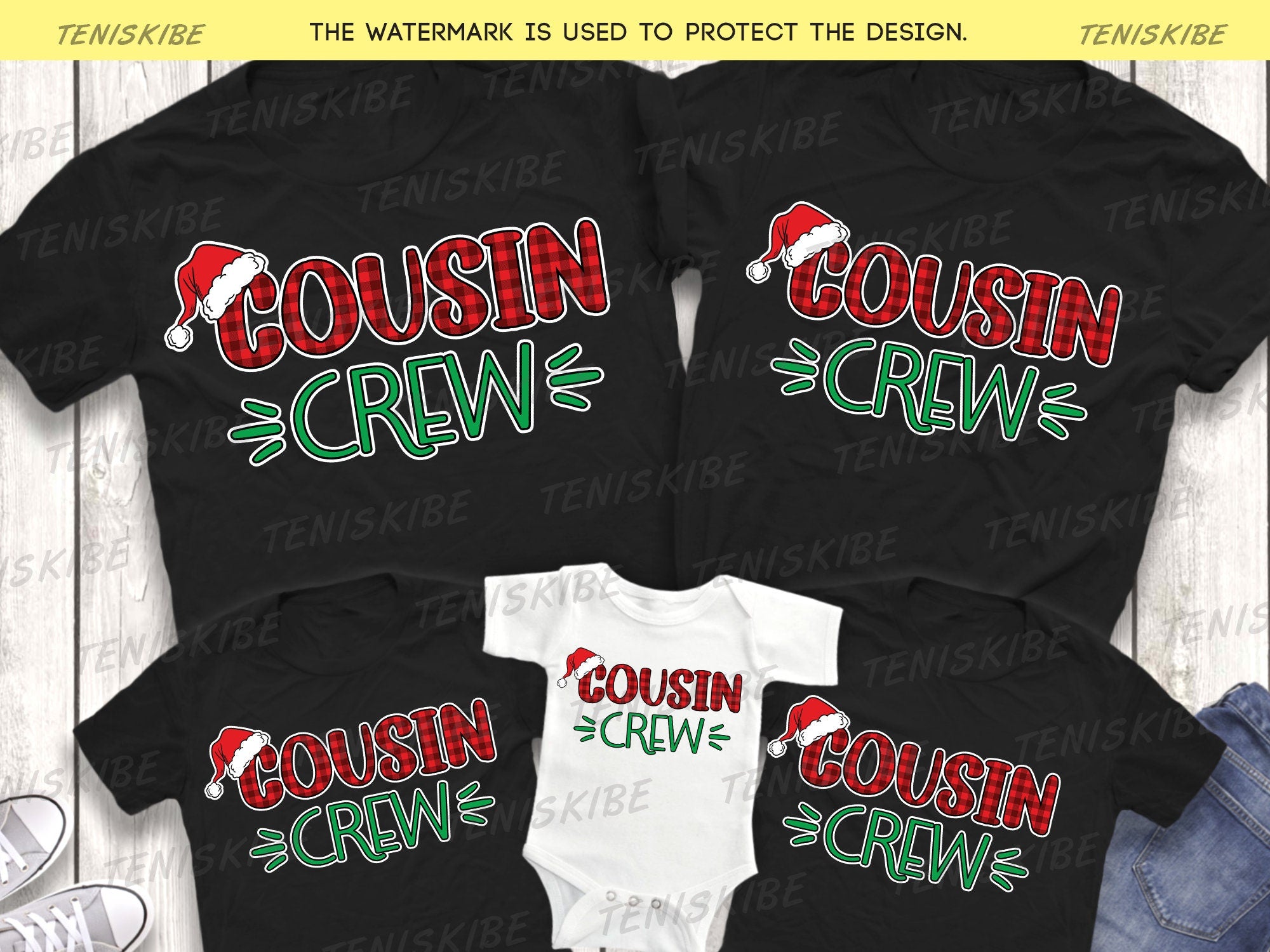 Matching Christmas Cousin Crew T-shirts