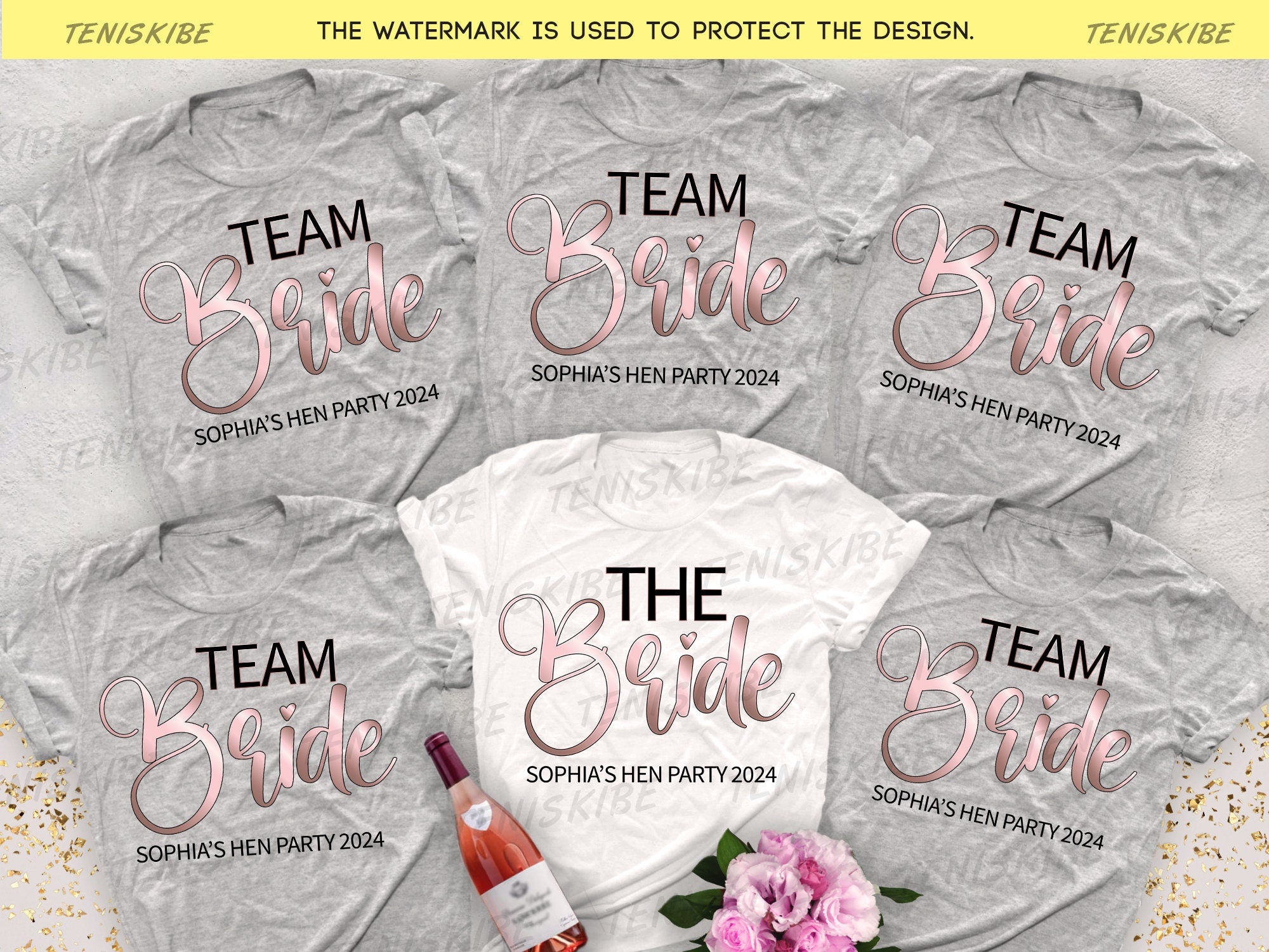The Bride and Team Bride Hen Party T-shirts
