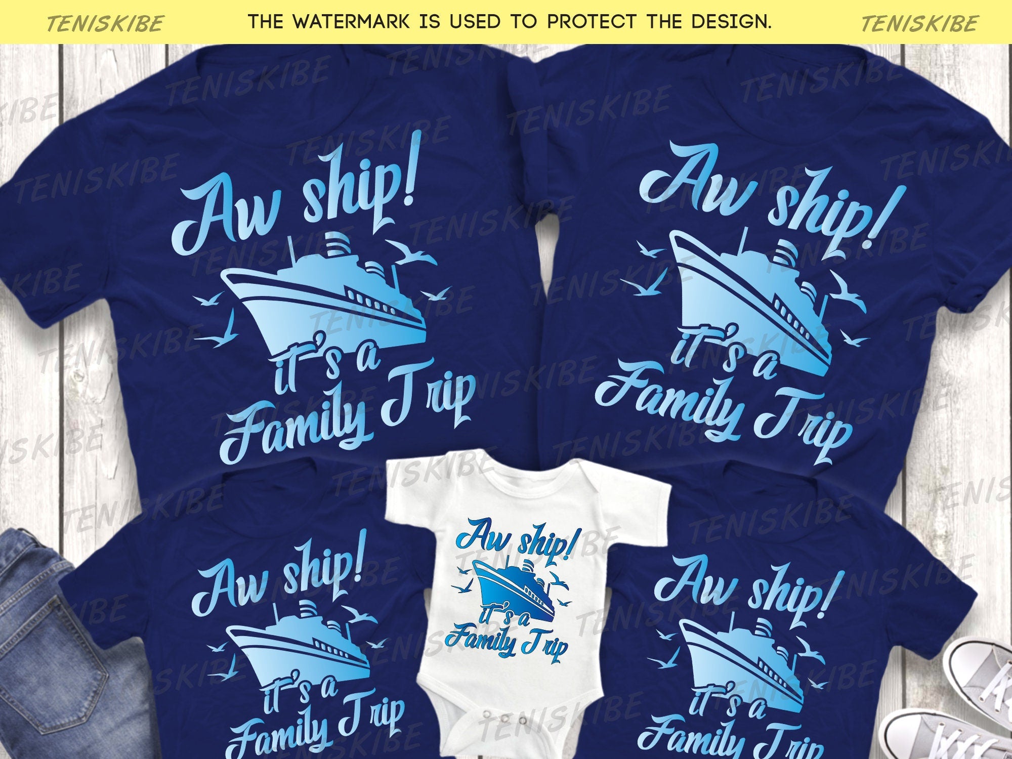 Aw Ship It's a Family Trip, Matching Cruise Shirts