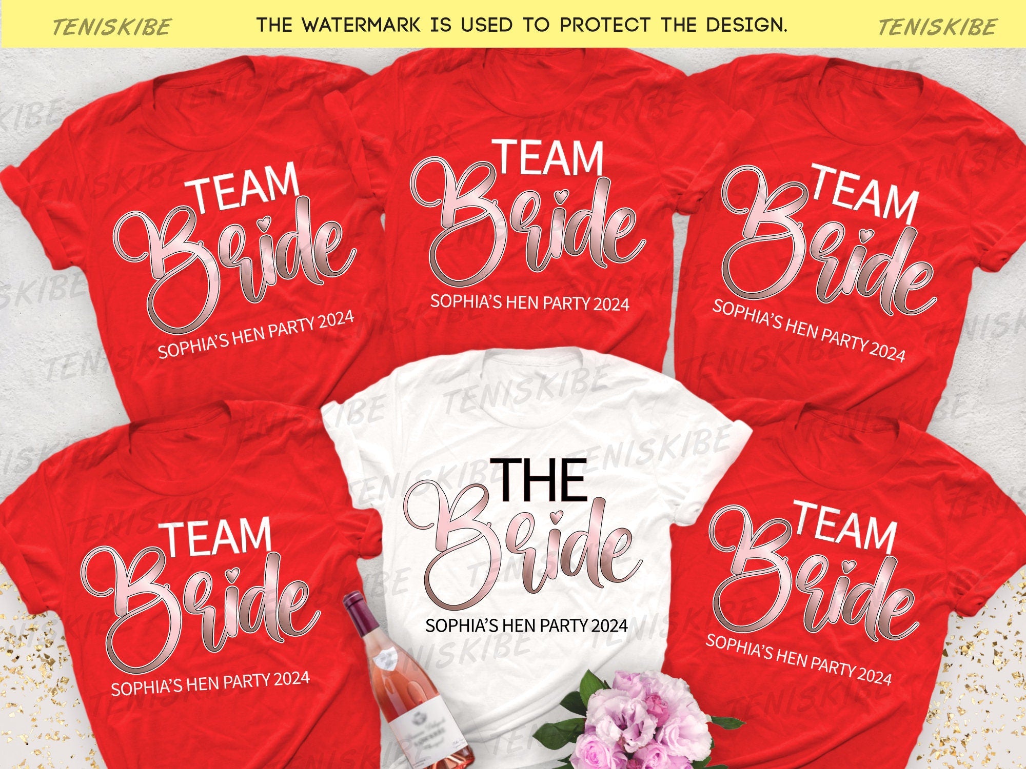The Bride and Team Bride Hen Party T-shirts