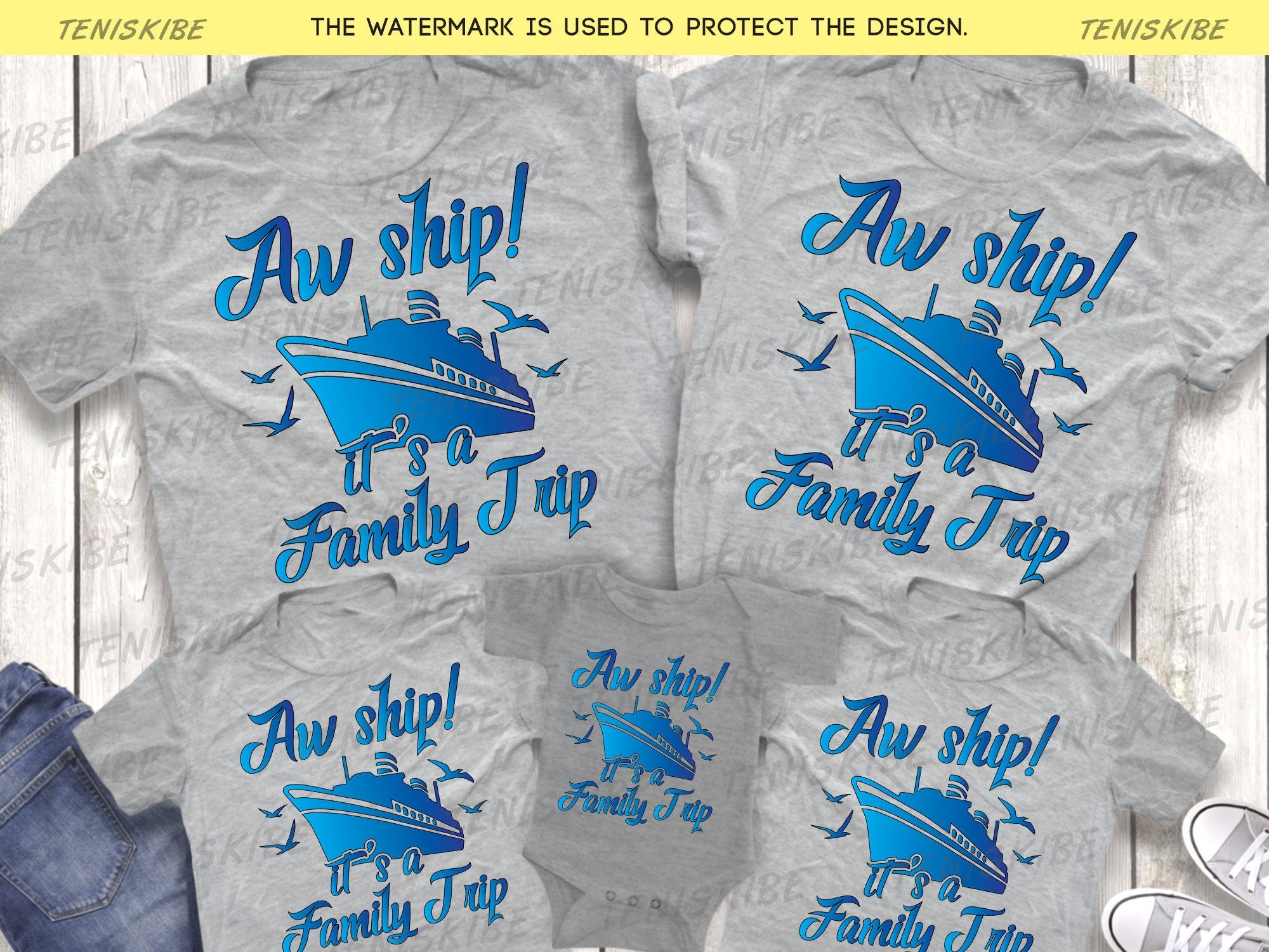 Aw Ship It's a Family Trip, Matching Cruise Shirts