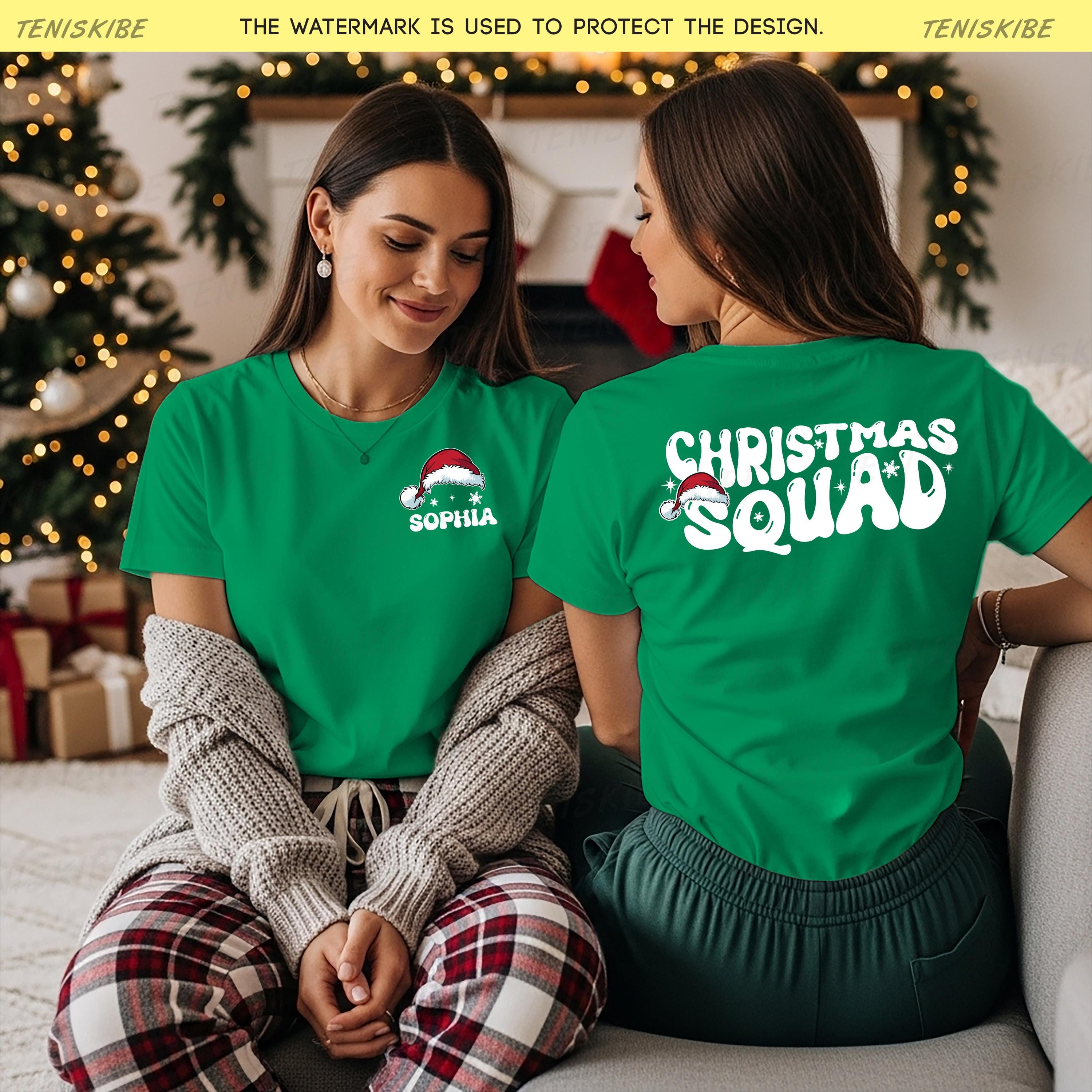 Custom Christmas Squad T-shirts, Front and Back Christmas Shirt With Name