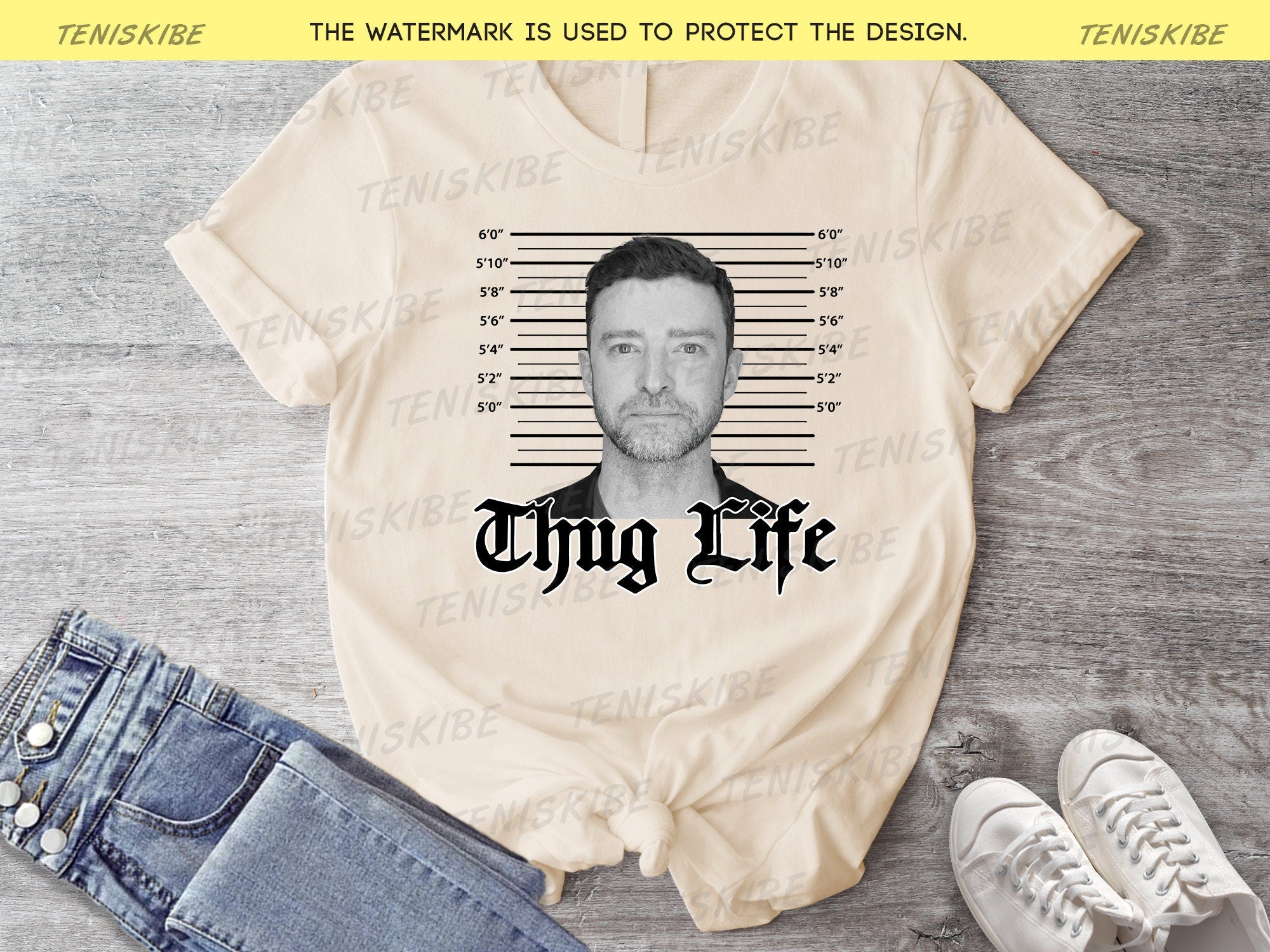 Justin Timberlake Mugshot Thug Life T-shirt