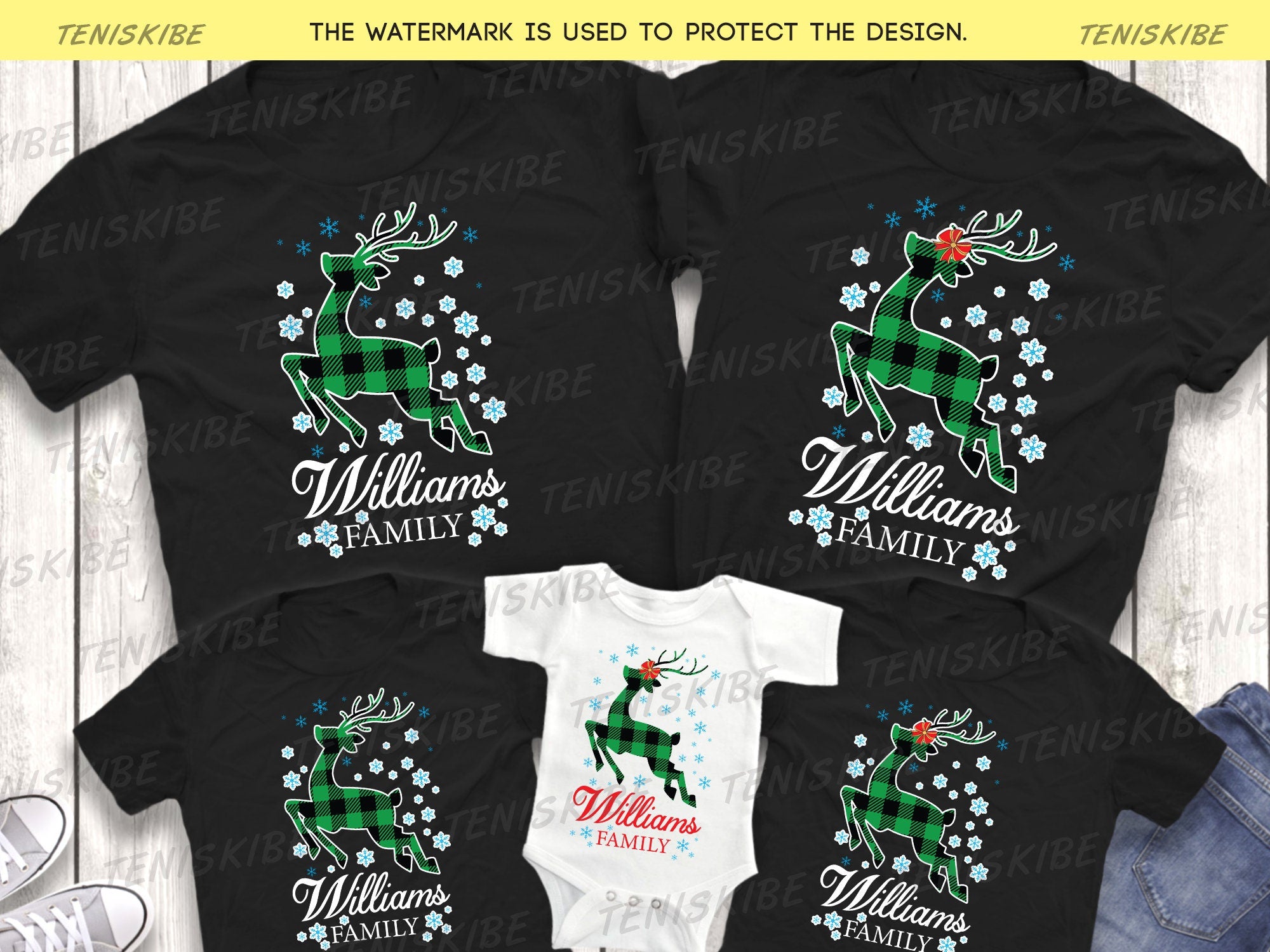 Custom Name Christmas Deet Buffalo Plaid T-shirt