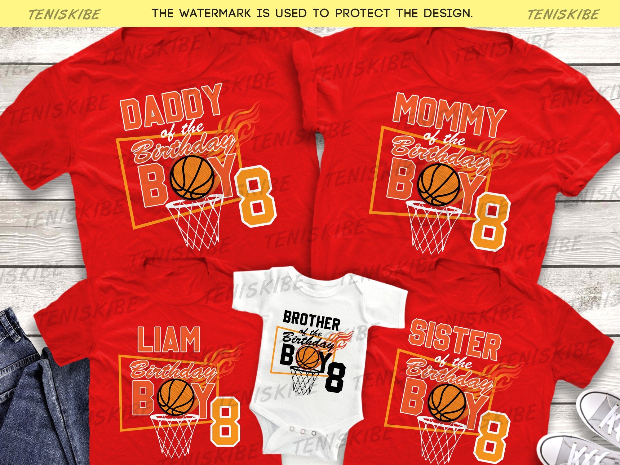 Custom Basketball Birthday Family Shirts