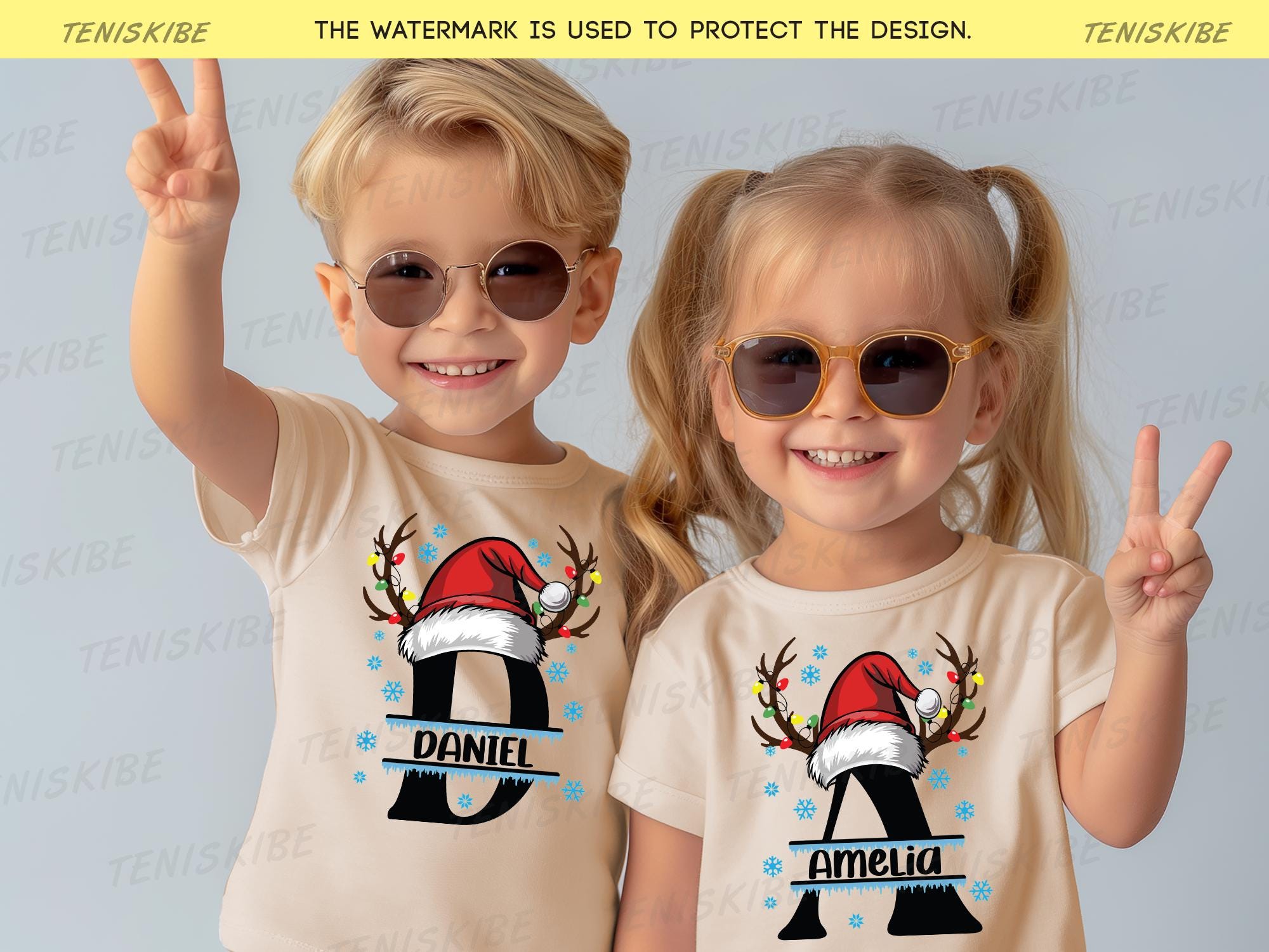 Custom Name Monogrammed Christmas T-shirt