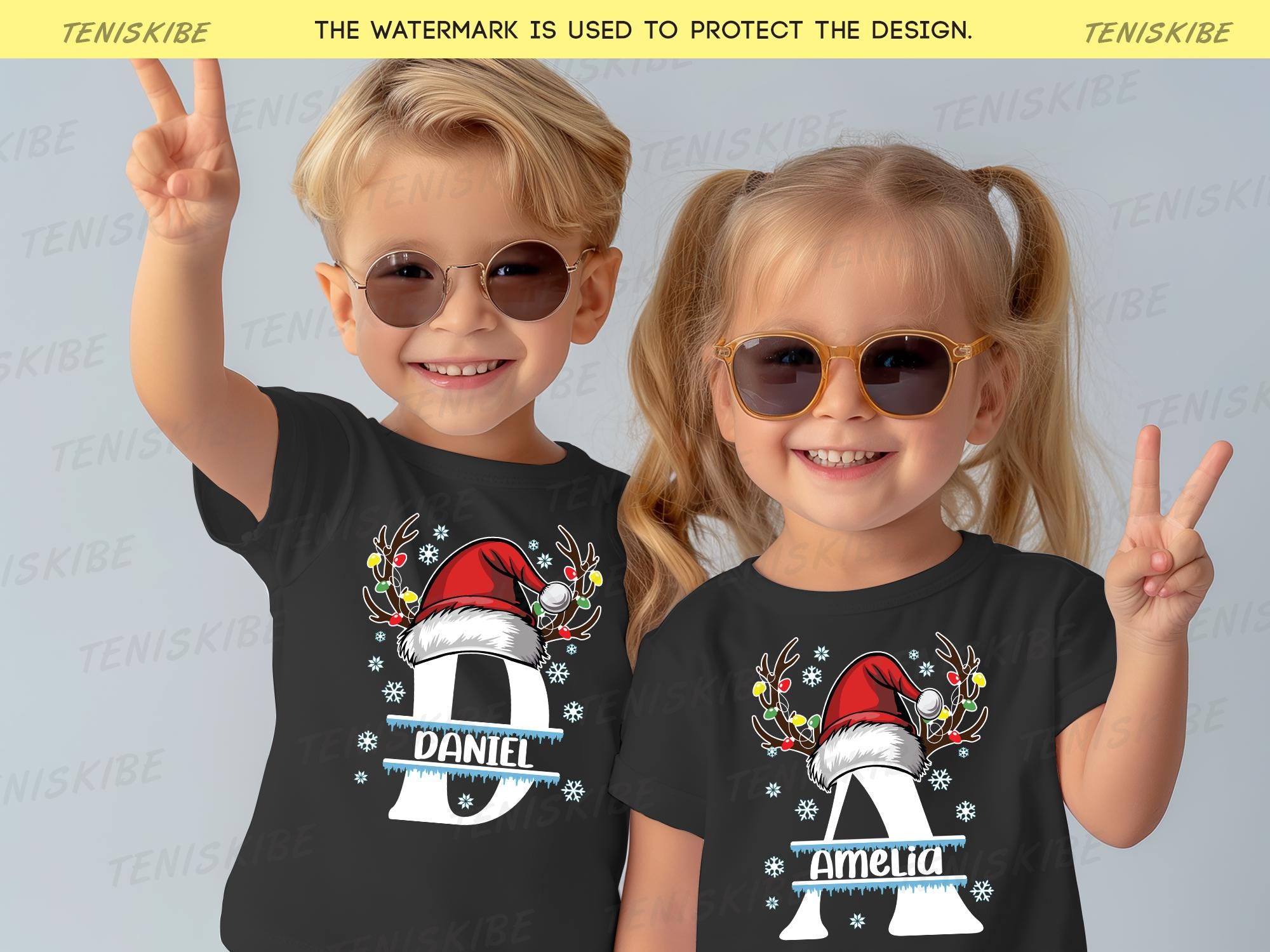 Custom Name Monogrammed Christmas T-shirt