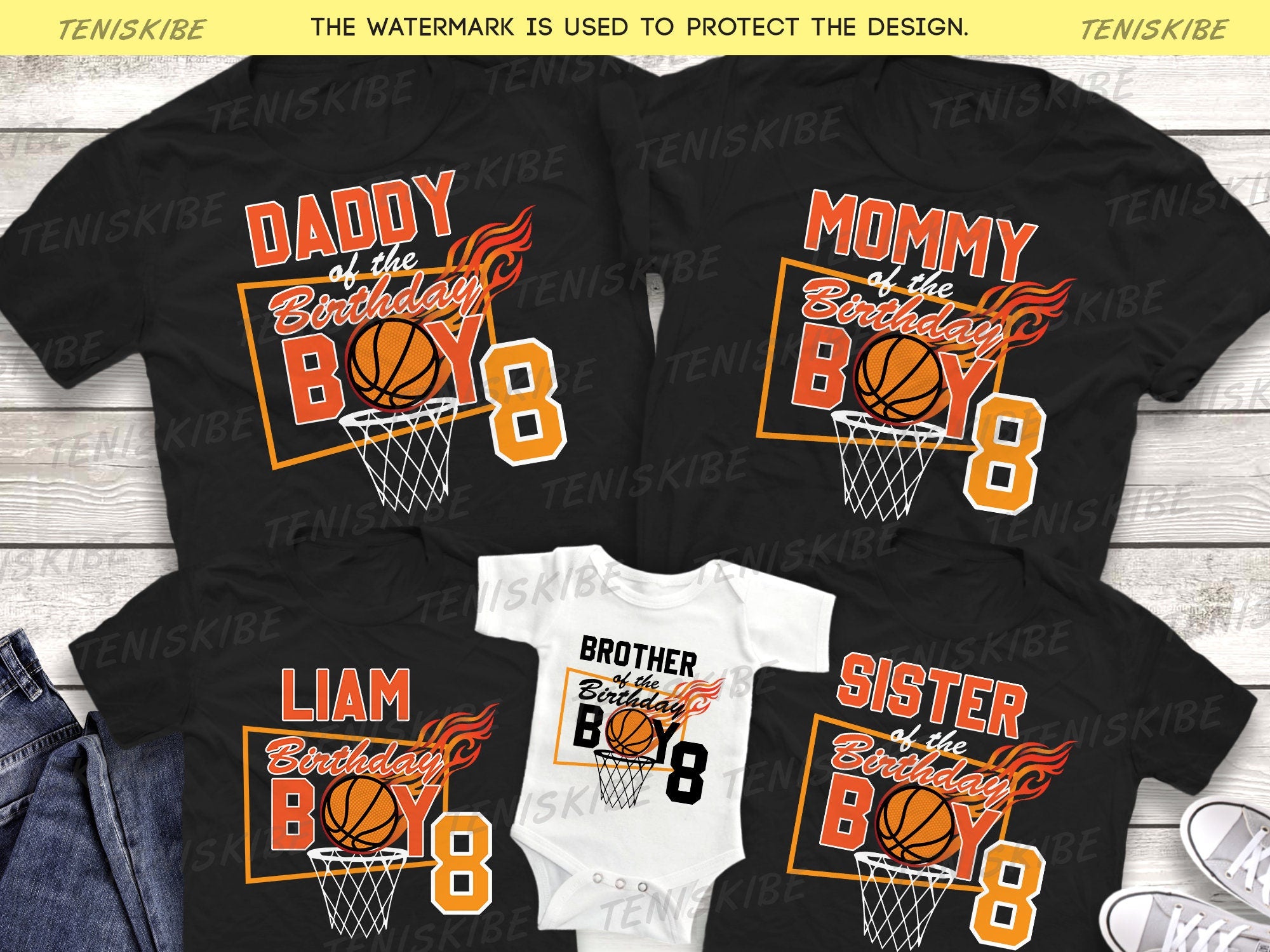 Custom Basketball Birthday Family Shirts