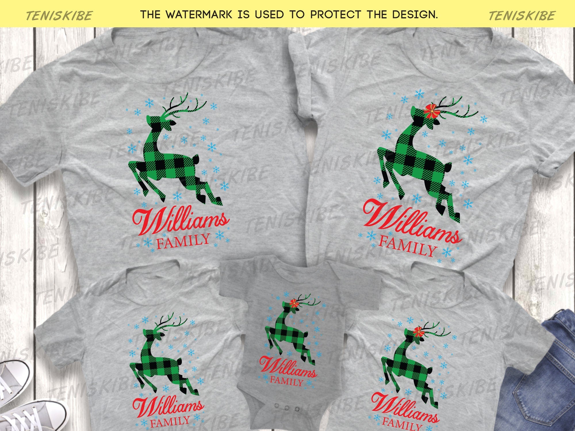 Custom Name Christmas Deet Buffalo Plaid T-shirt