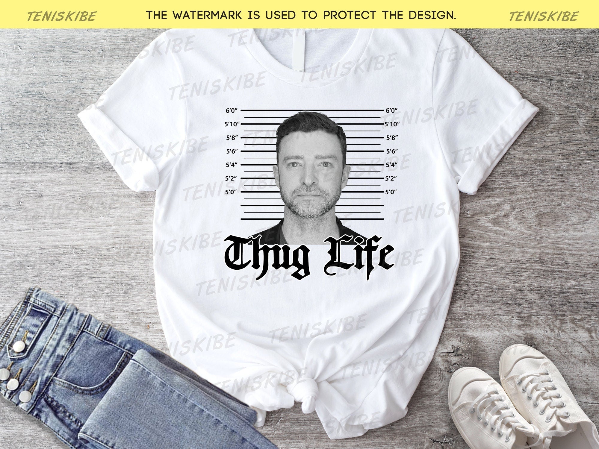 Justin Timberlake Mugshot Thug Life T-shirt