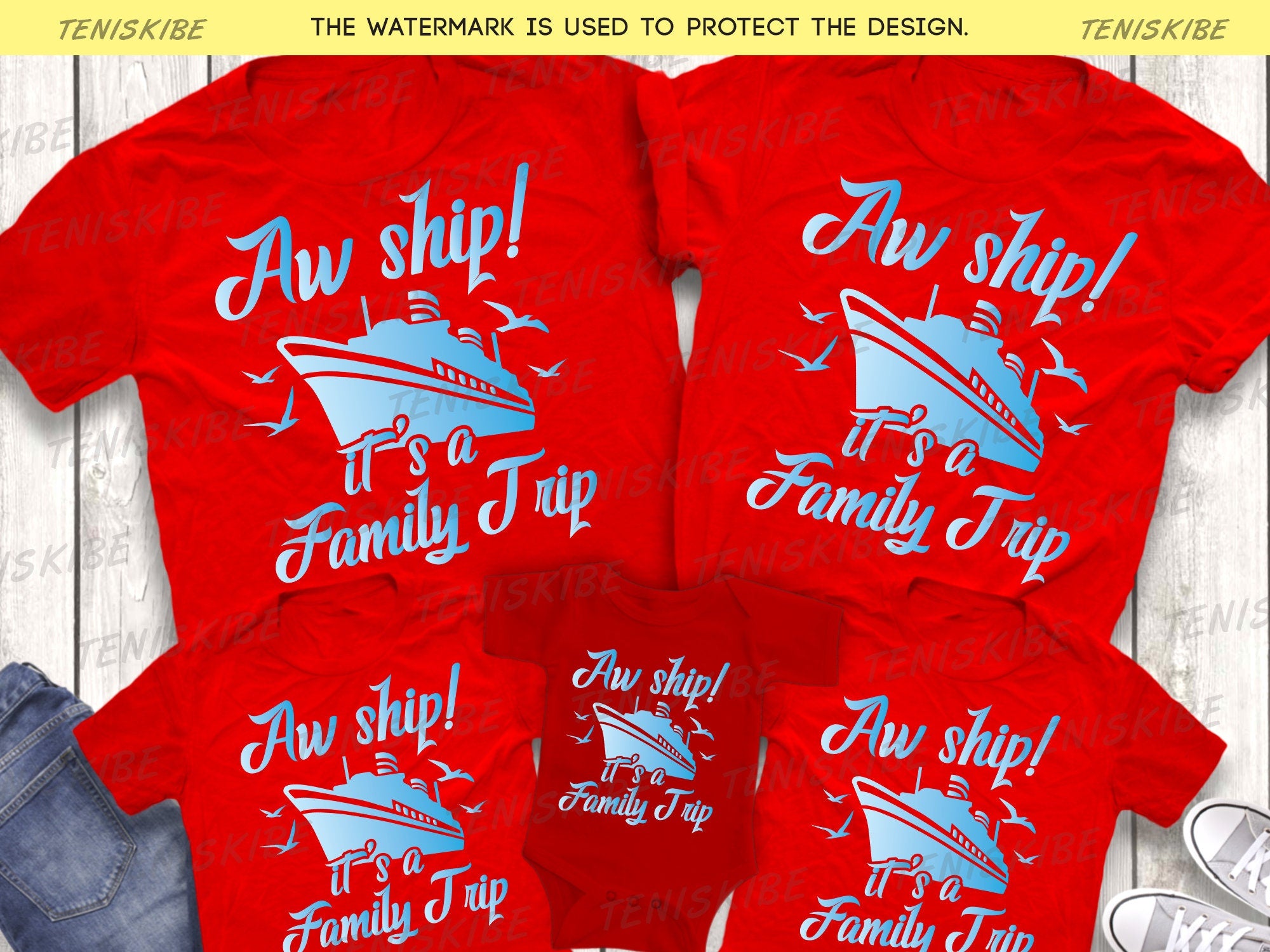 Aw Ship It's a Family Trip, Matching Cruise Shirts