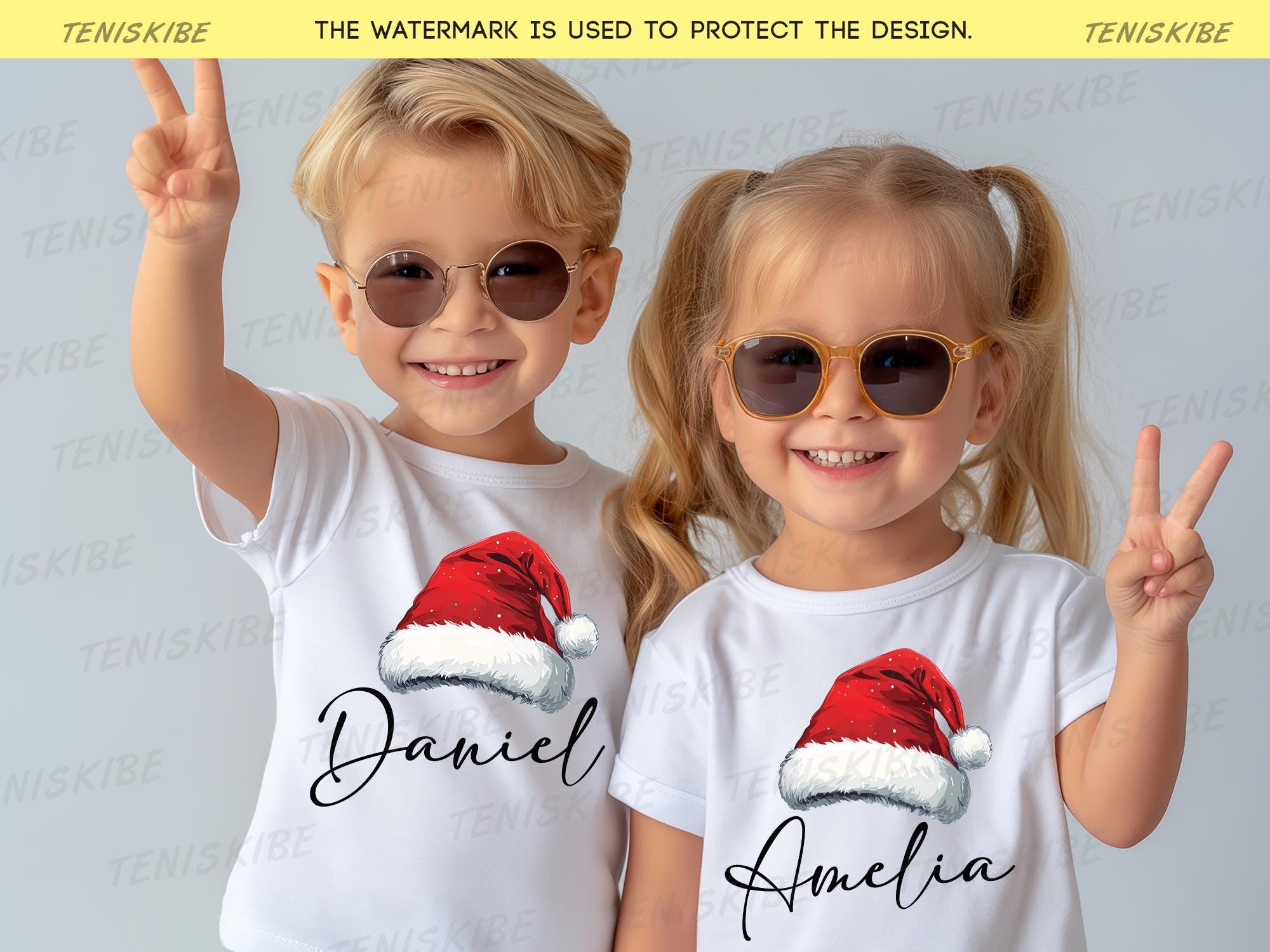 Custom Santa Hat Family Christmas T-shirts