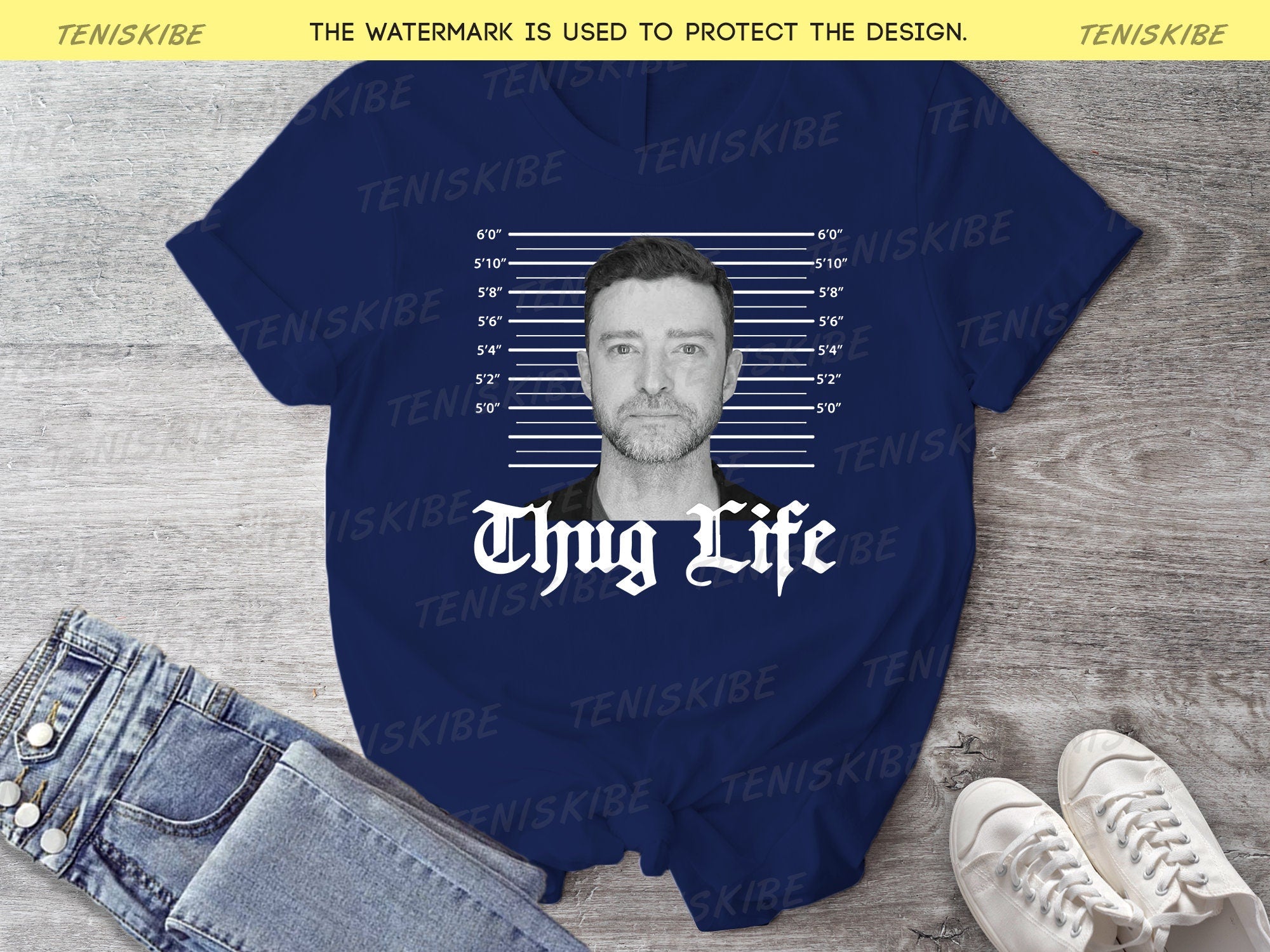 Justin Timberlake Mugshot Thug Life T-shirt