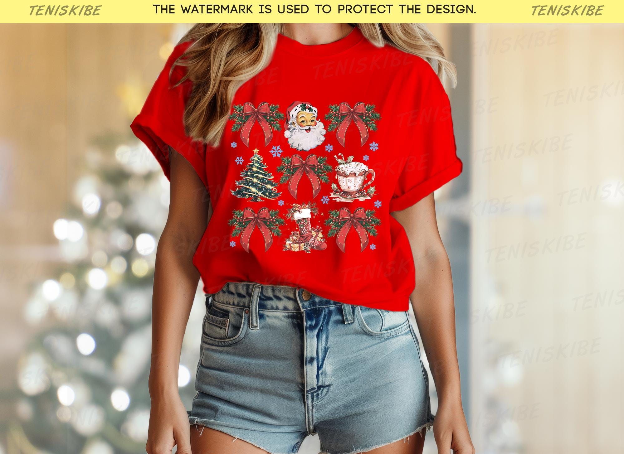 Christmas Coquette Bow T-shirts