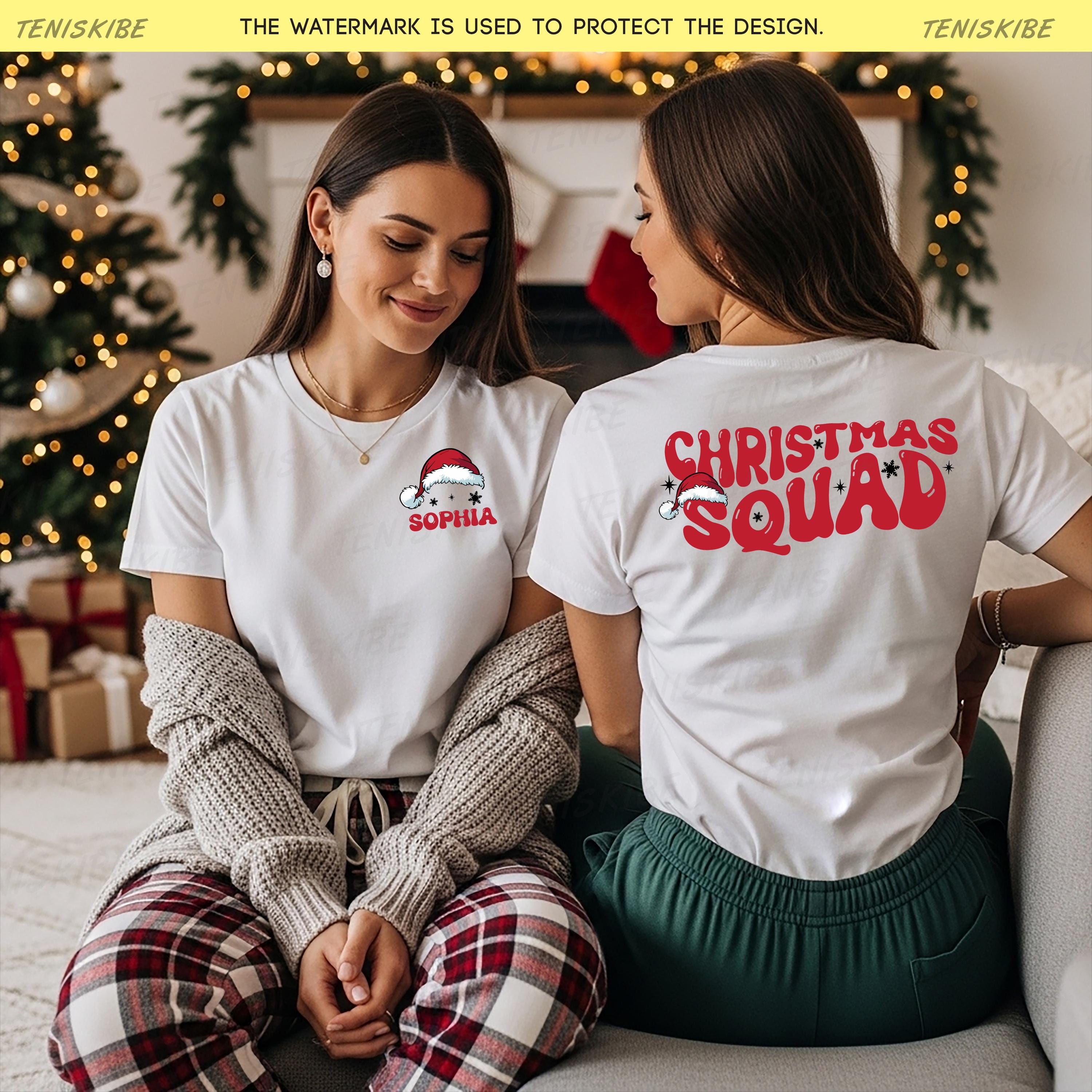 Custom Christmas Squad T-shirts, Front and Back Christmas Shirt With Name