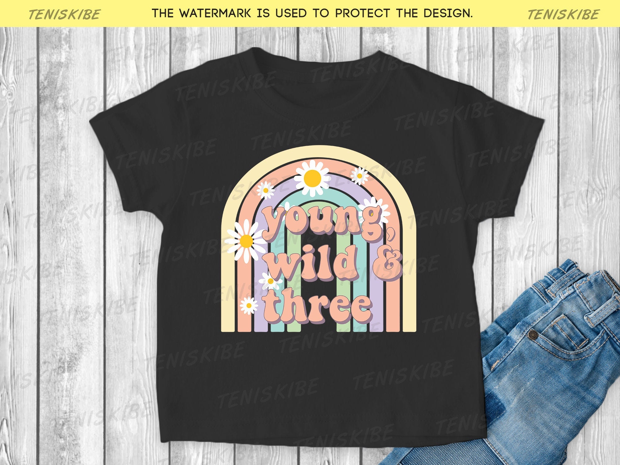 3rd Birthday T-shirt , Young Wild and Three Birthday Shirt