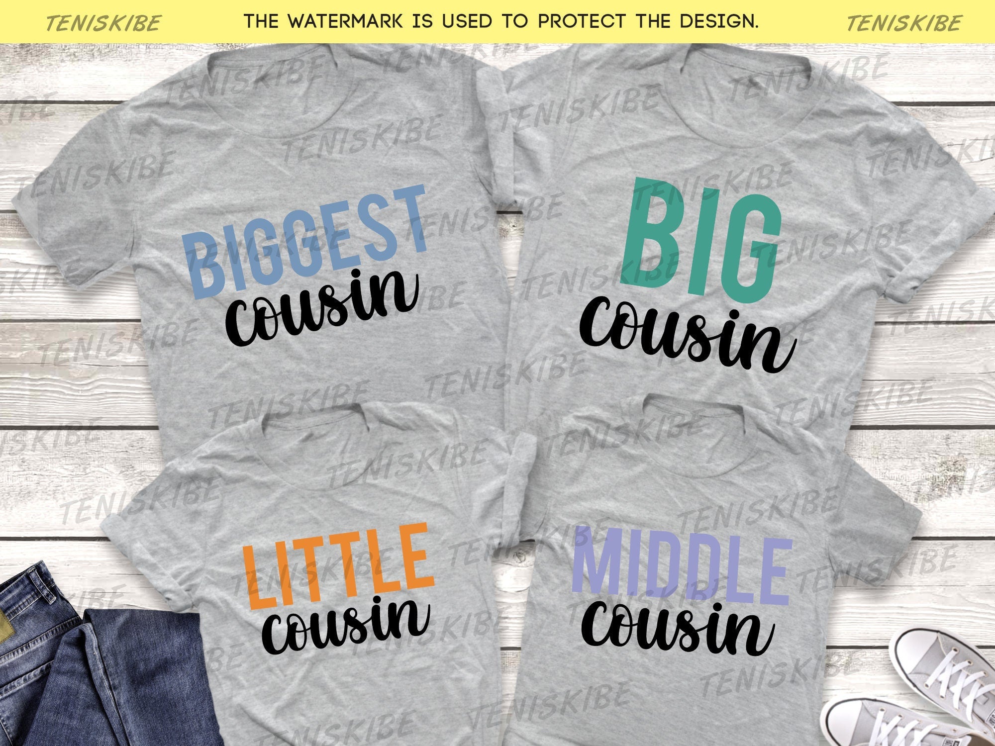 Biggest Cousin, Big Cousin, Middle Cousin, Little Cousin - Family Reunion Shirts