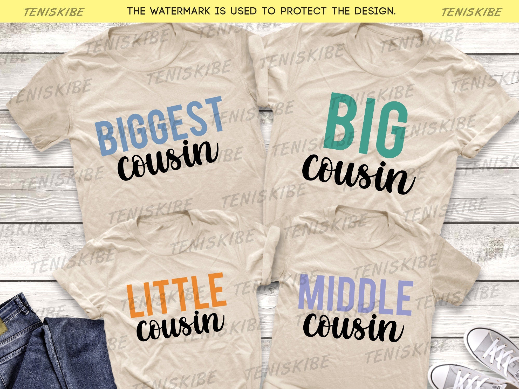 Biggest Cousin, Big Cousin, Middle Cousin, Little Cousin - Family Reunion Shirts