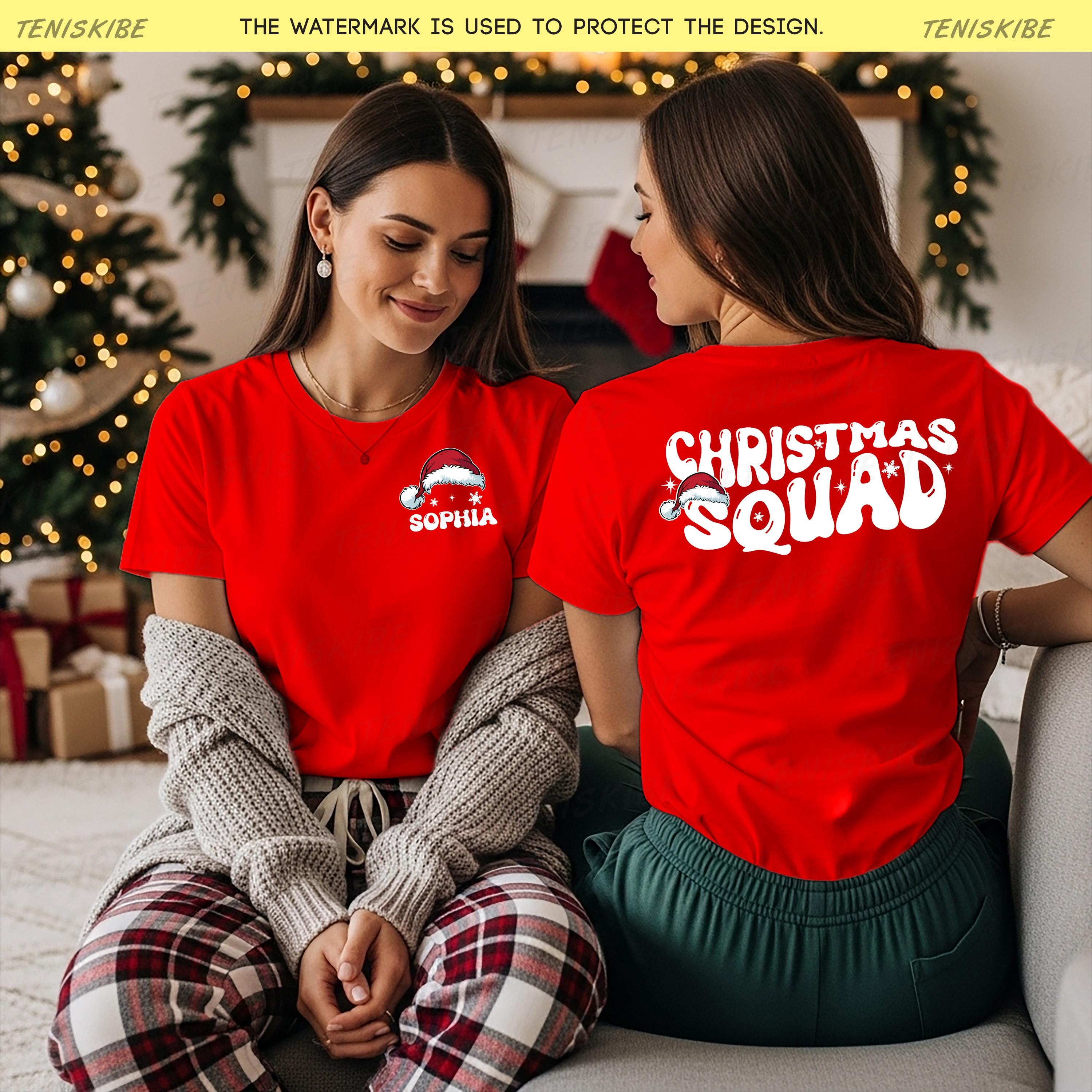 Custom Christmas Squad T-shirts, Front and Back Christmas Shirt With Name