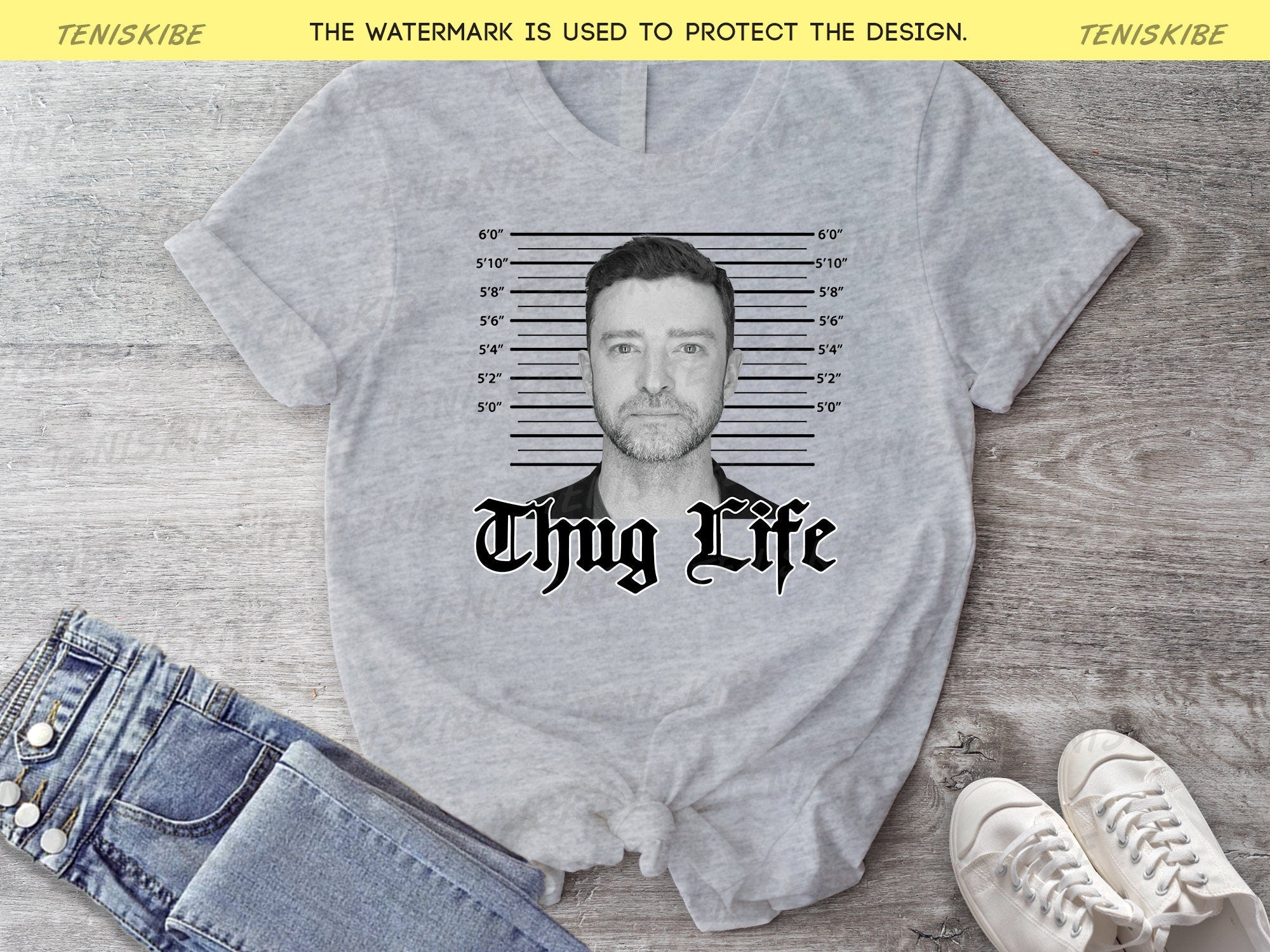 Justin Timberlake Mugshot Thug Life T-shirt