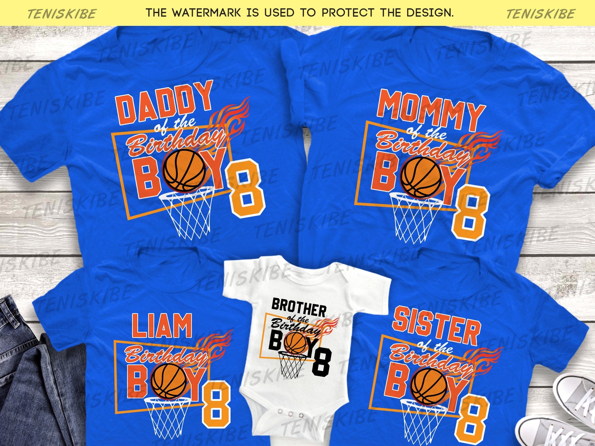 Custom Basketball Birthday Family Shirts