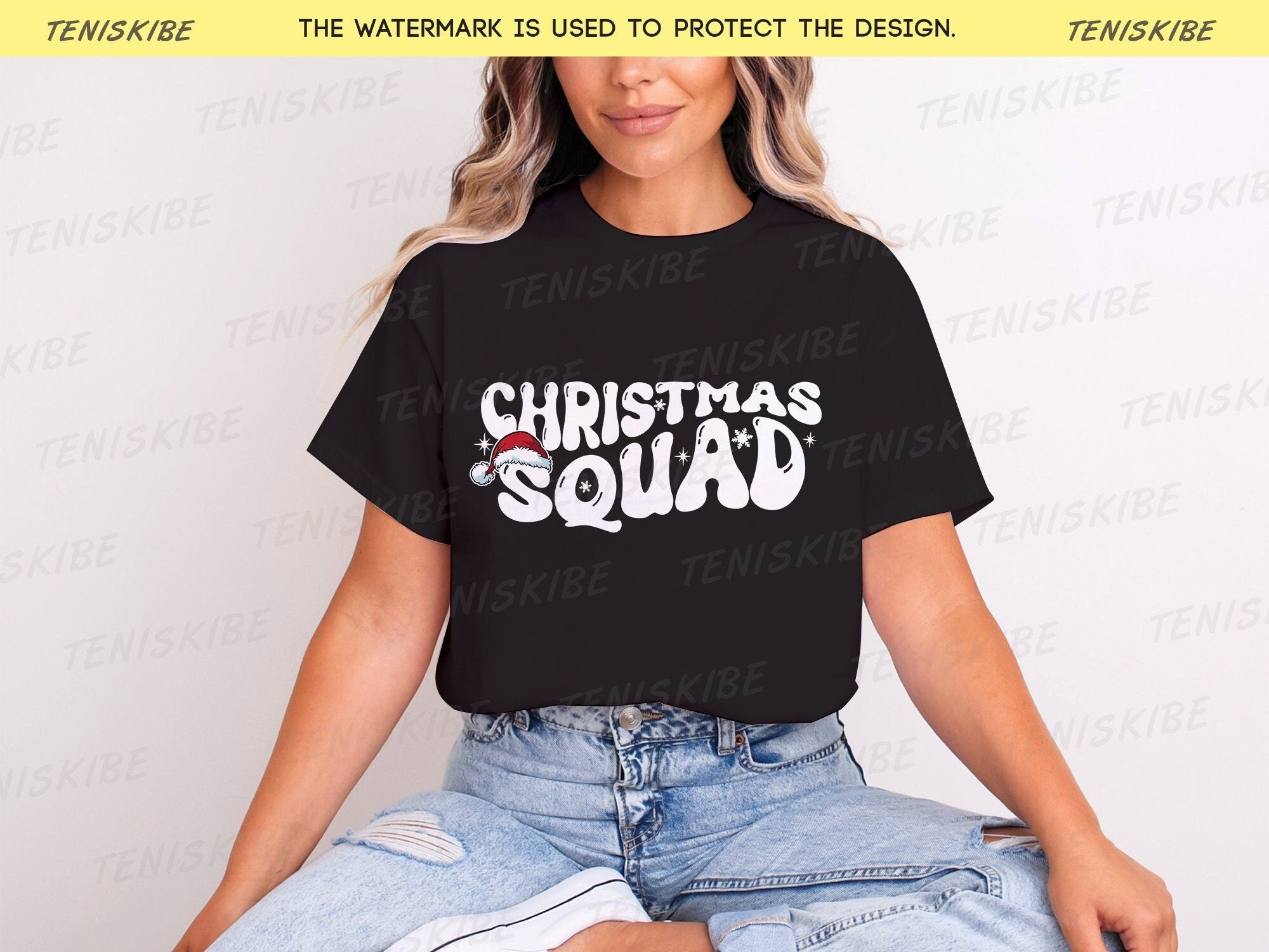 Christmas Squad Wave Text Matching Family T-shirts