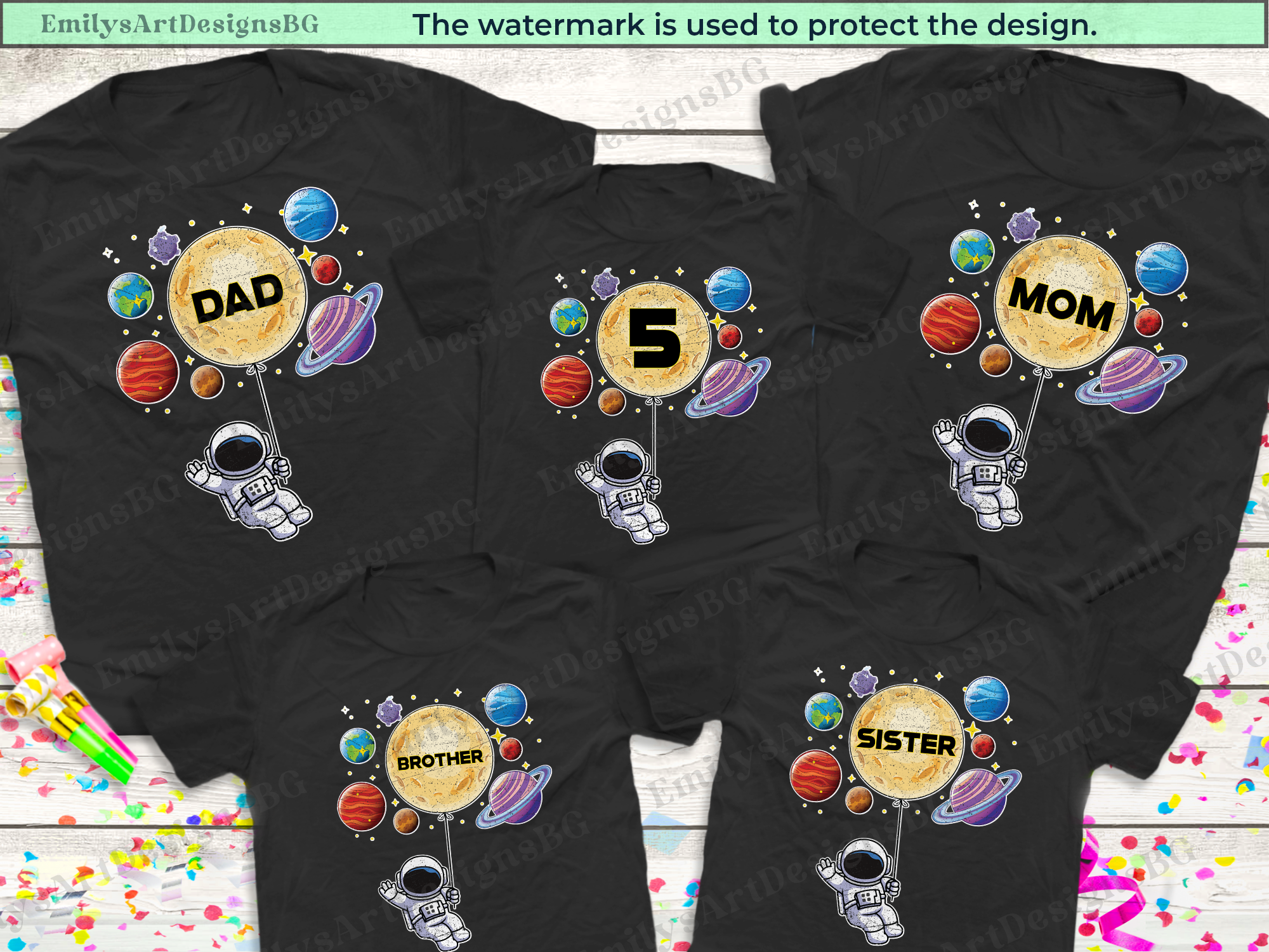 Astronaut Birthday Family Shirts
