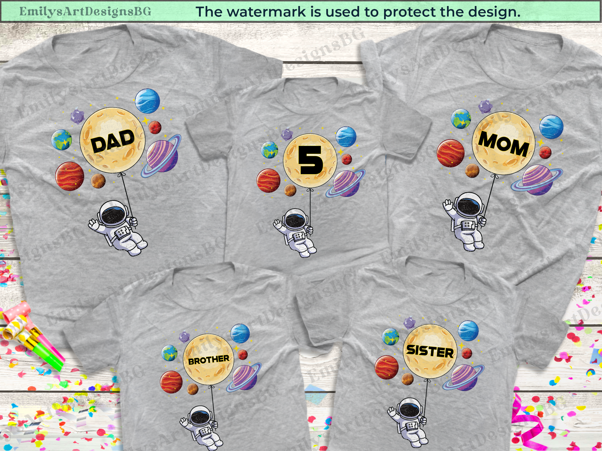 Astronaut Birthday Family Shirts