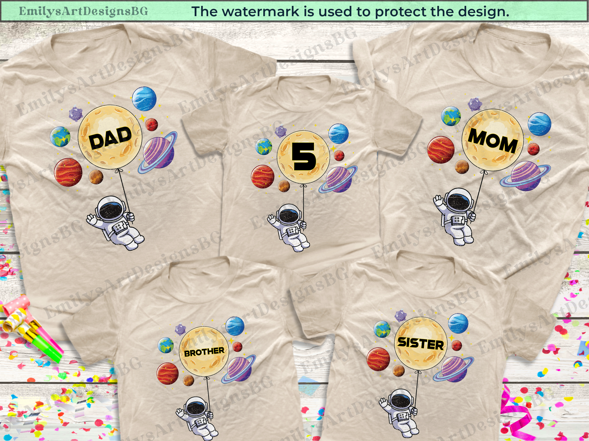 Astronaut Birthday Family Shirts