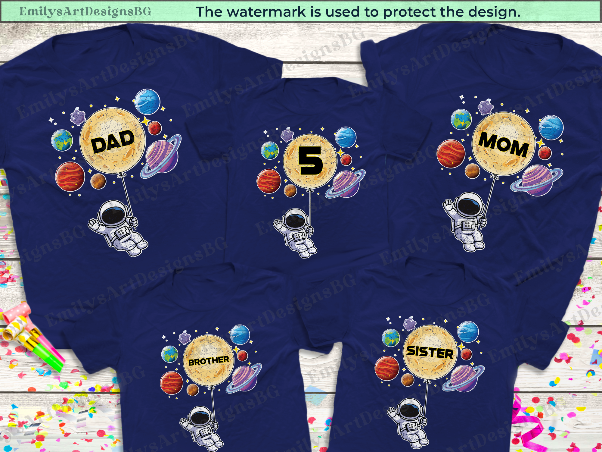 Astronaut Birthday Family Shirts