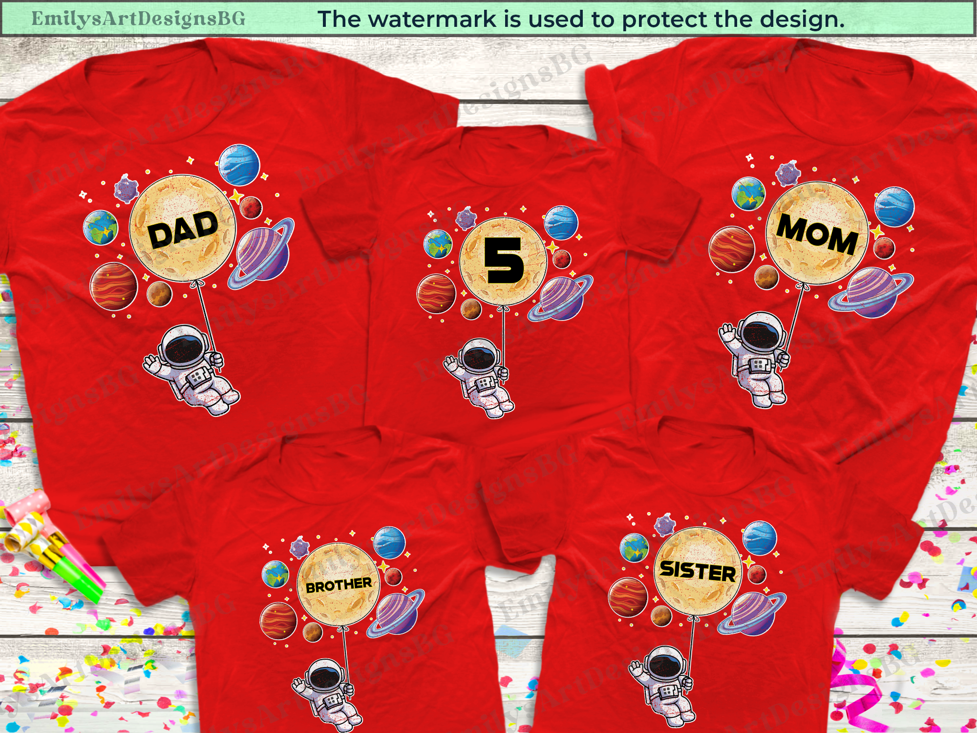 Astronaut Birthday Family Shirts