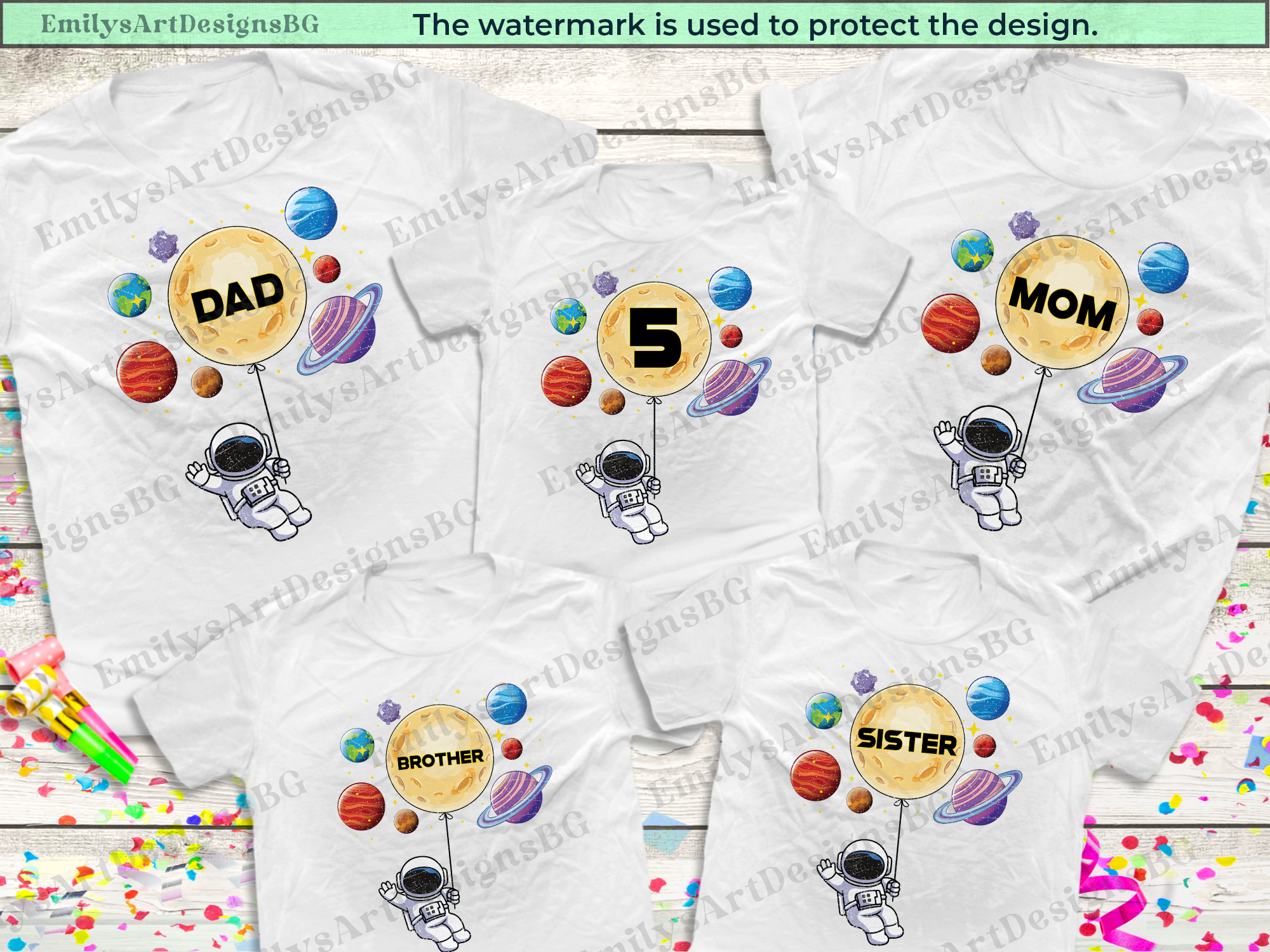 Astronaut Birthday Family Shirts