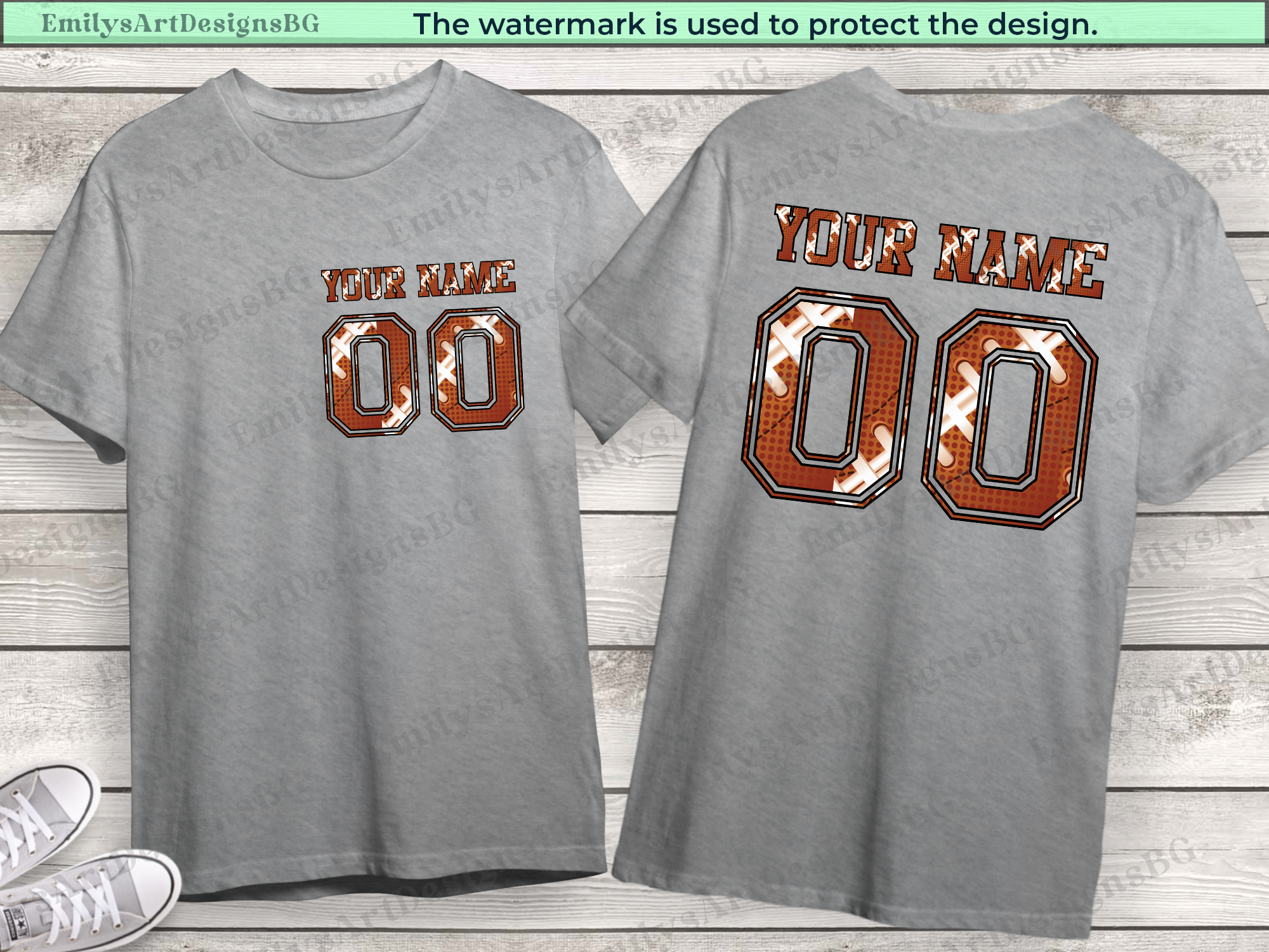 Custom Football Name and Number T-shirt