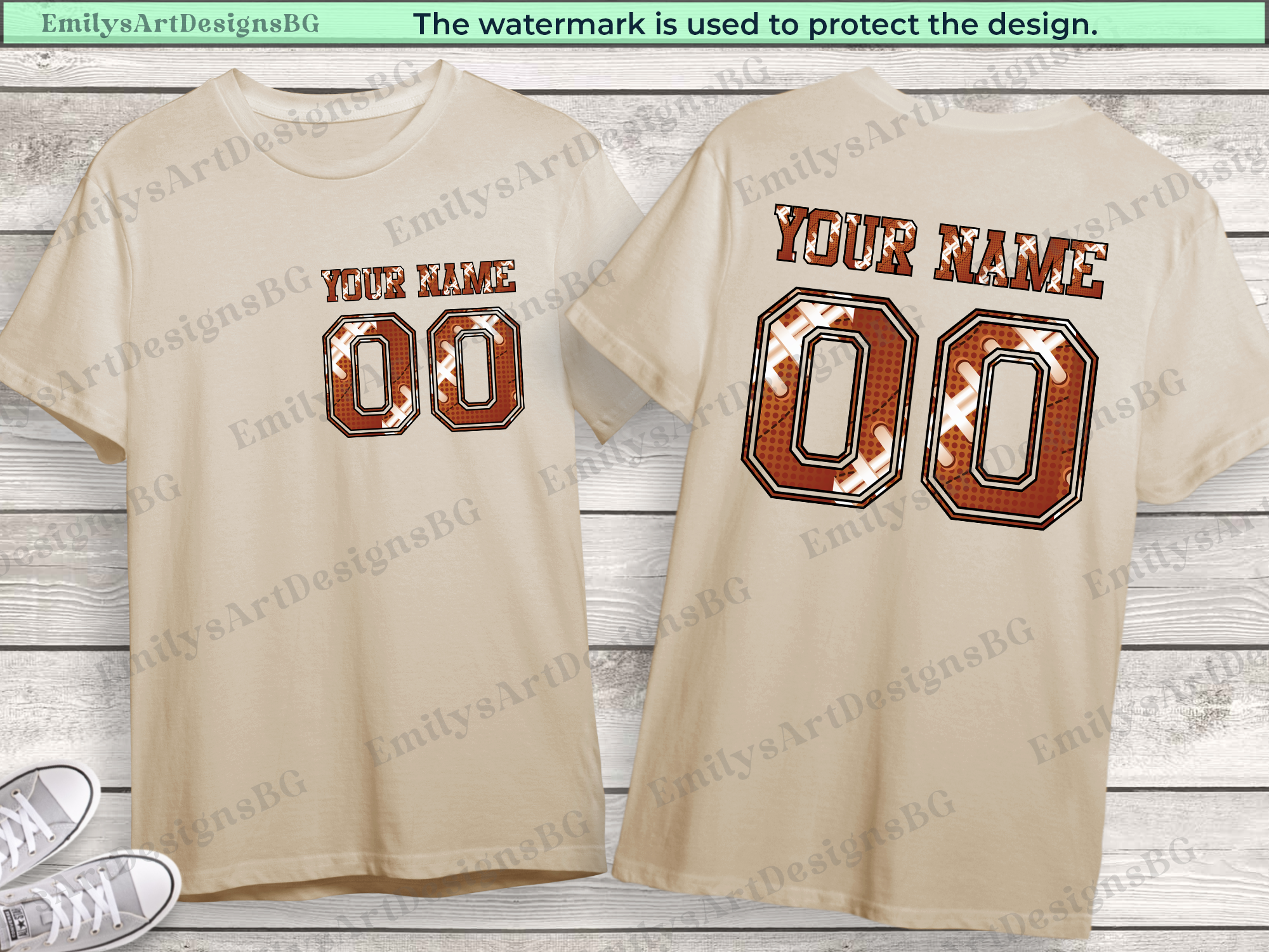 Custom Football Name and Number T-shirt