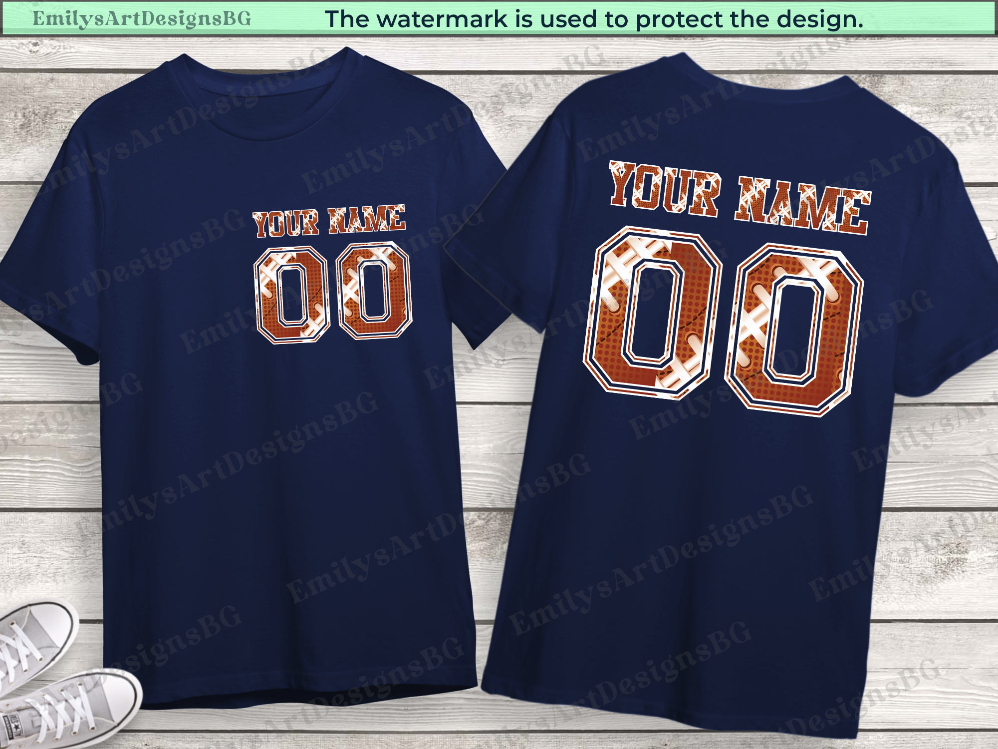 Custom Football Name and Number T-shirt