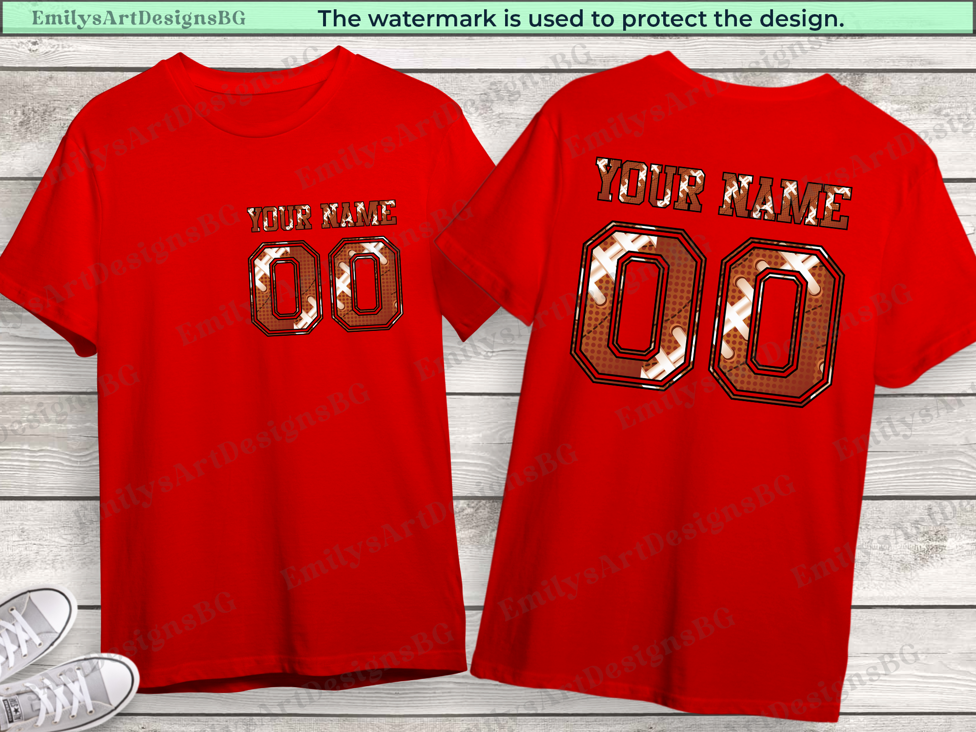Custom Football Name and Number T-shirt